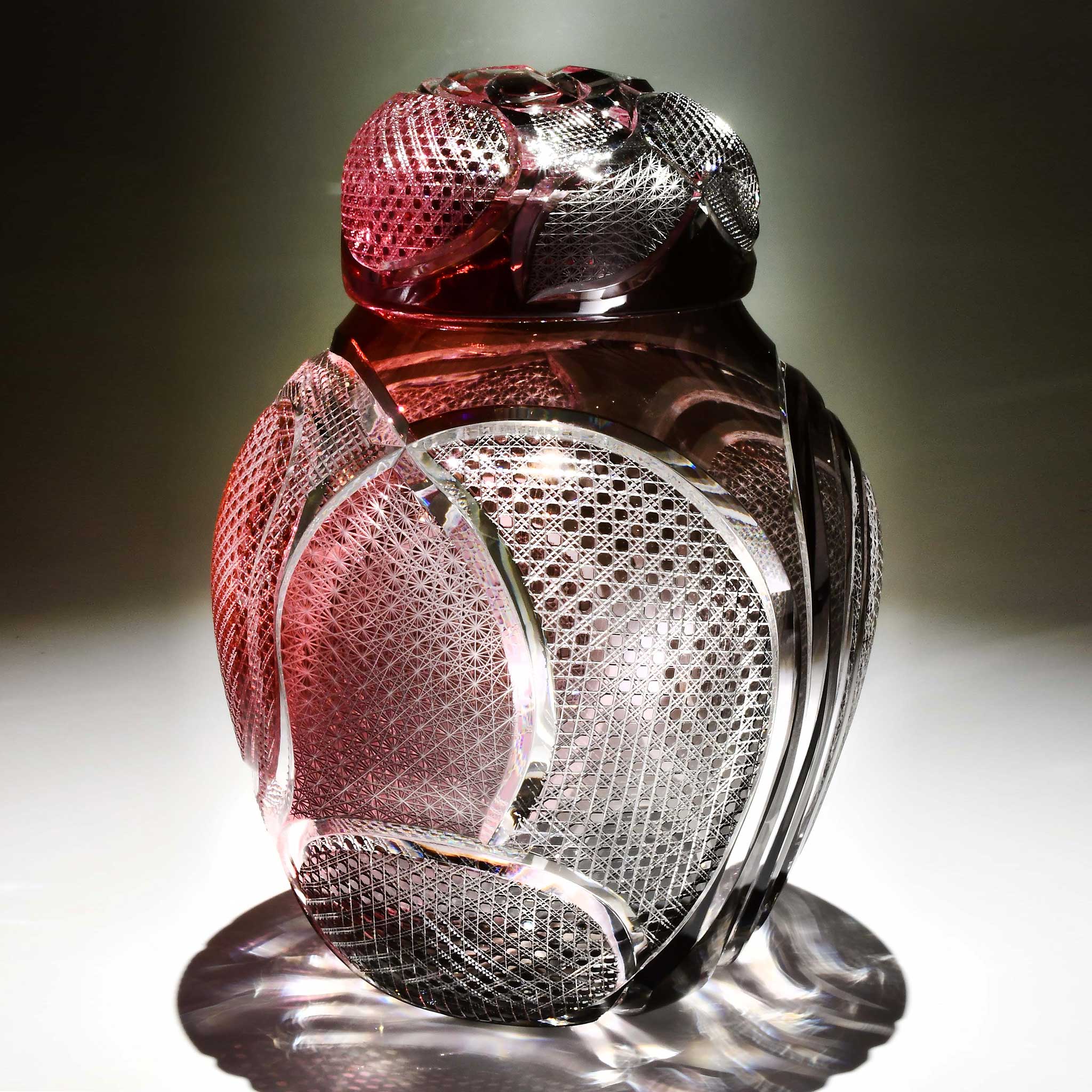 アートピース[響環（きょうかん）」蓋物（紅色・グレー）