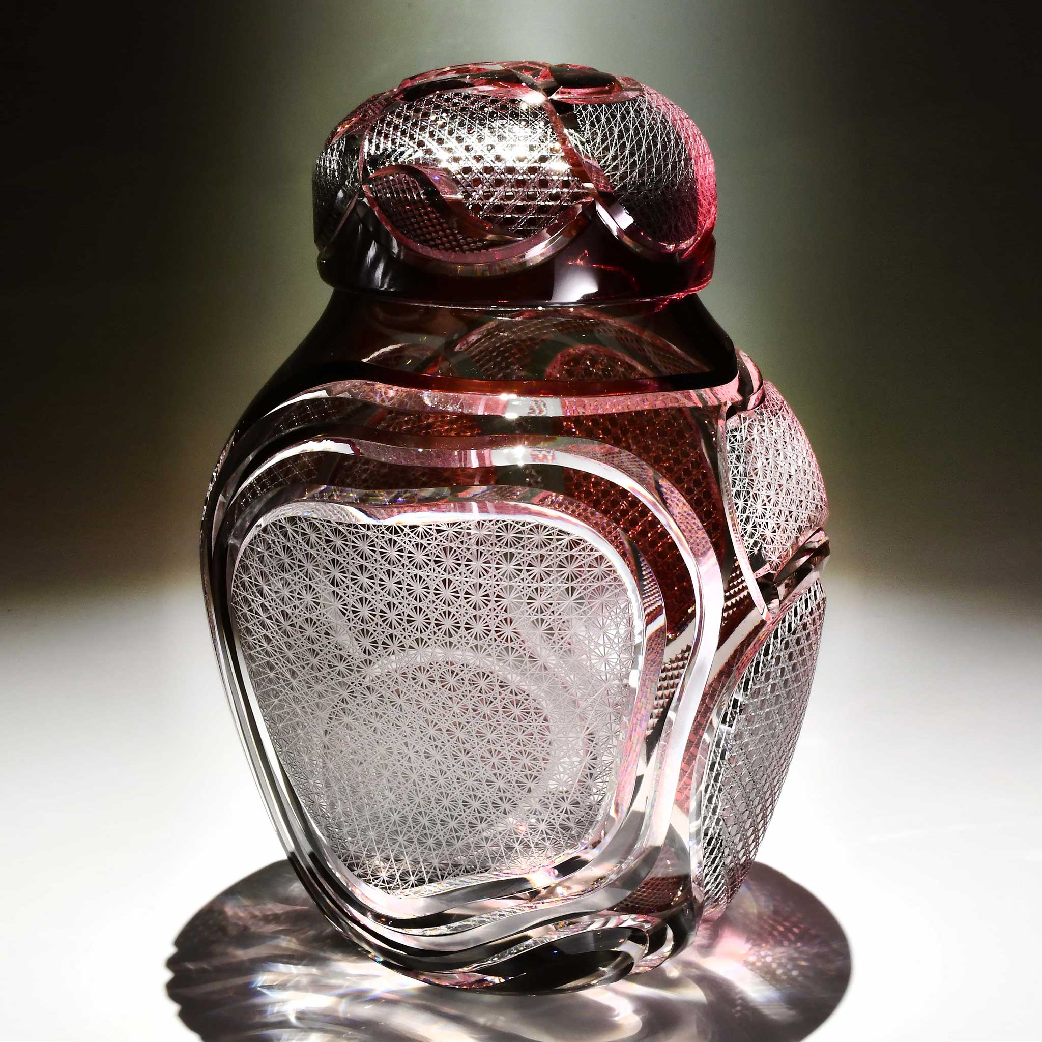 アートピース[響環（きょうかん）」蓋物（紅色・グレー）