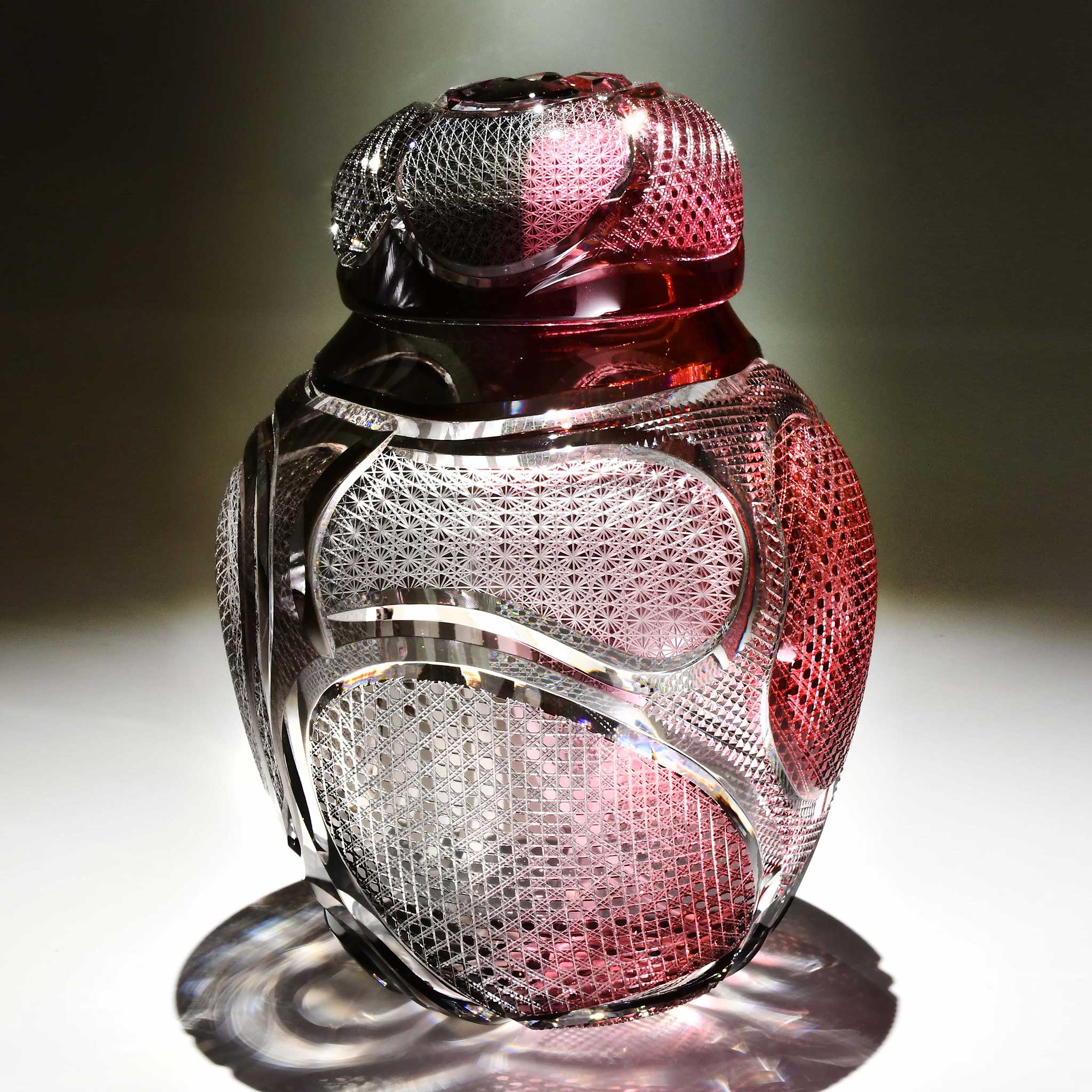 アートピース[響環（きょうかん）」蓋物（紅色・グレー）