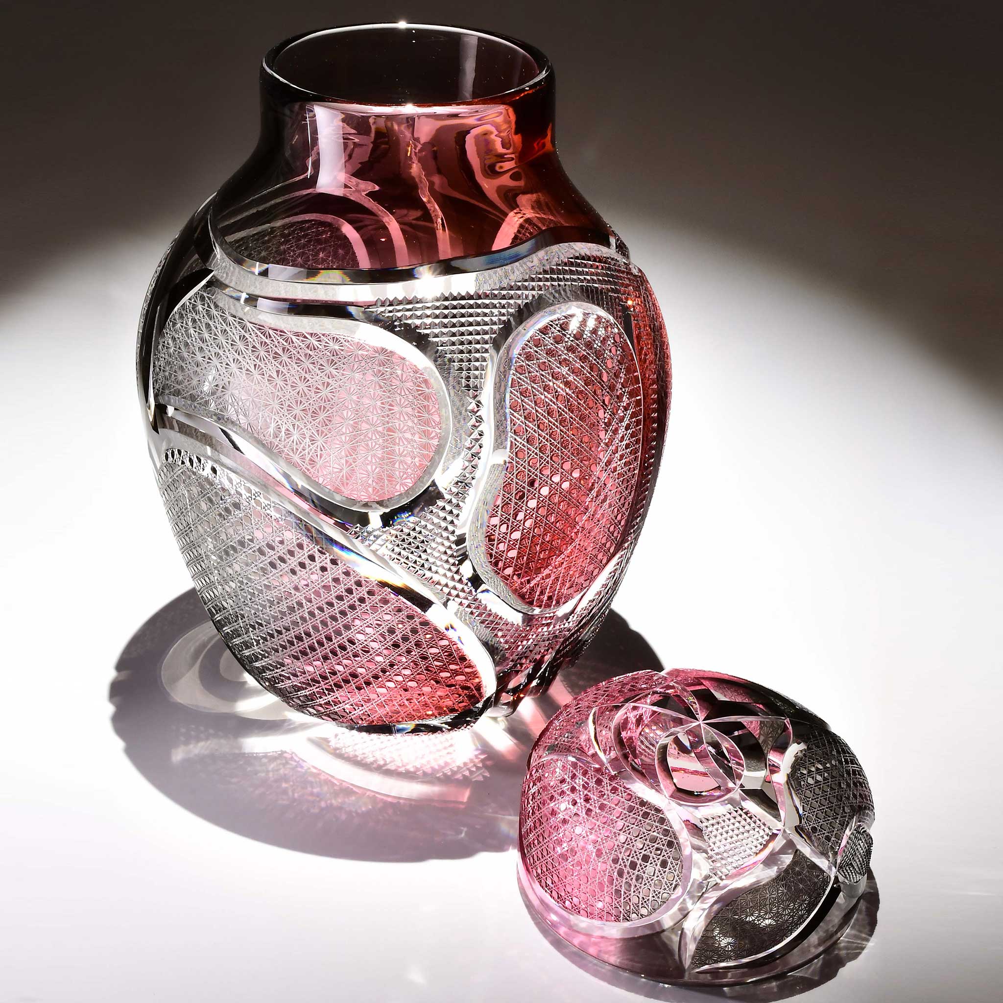 アートピース[響環（きょうかん）」蓋物（紅色・グレー）