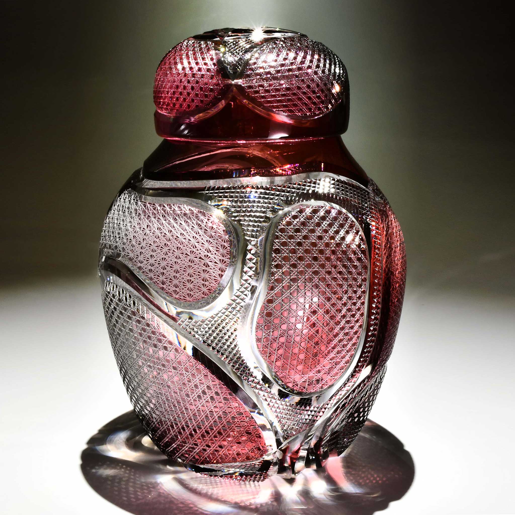 アートピース[響環（きょうかん）」蓋物（紅色・グレー）