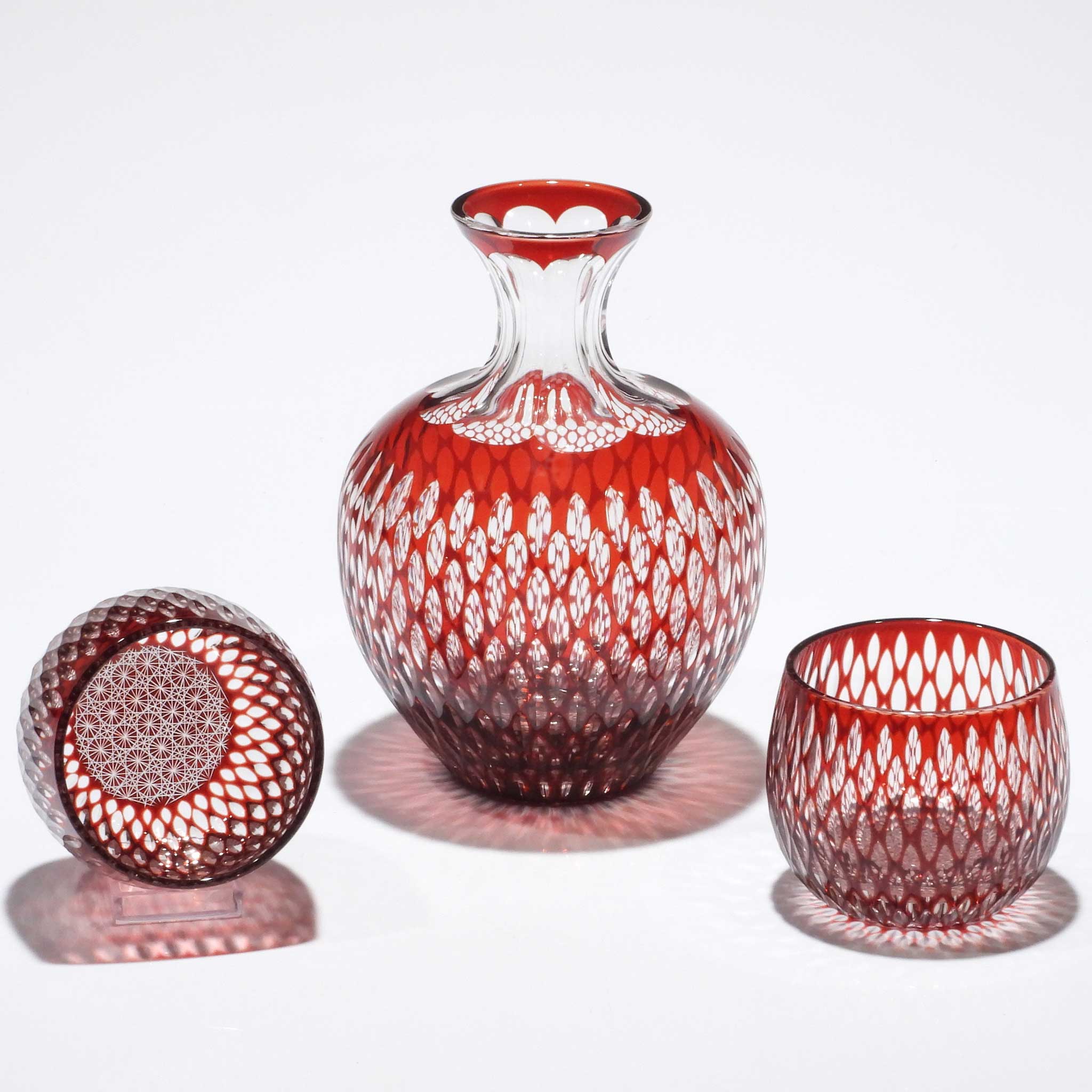 米つなぎ　徳利セット（紅色）