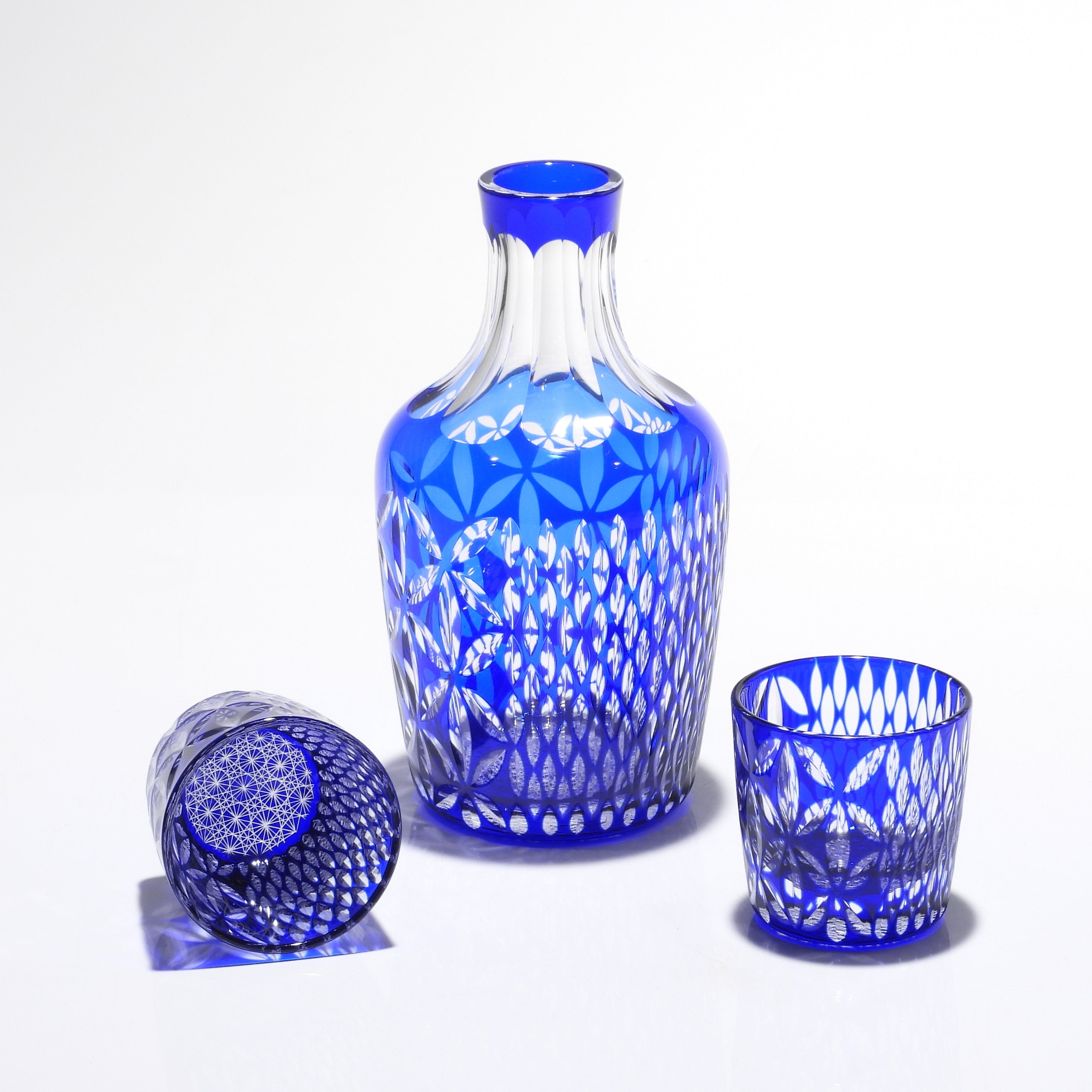 合わせ　縦長徳利セット（瑠璃色）