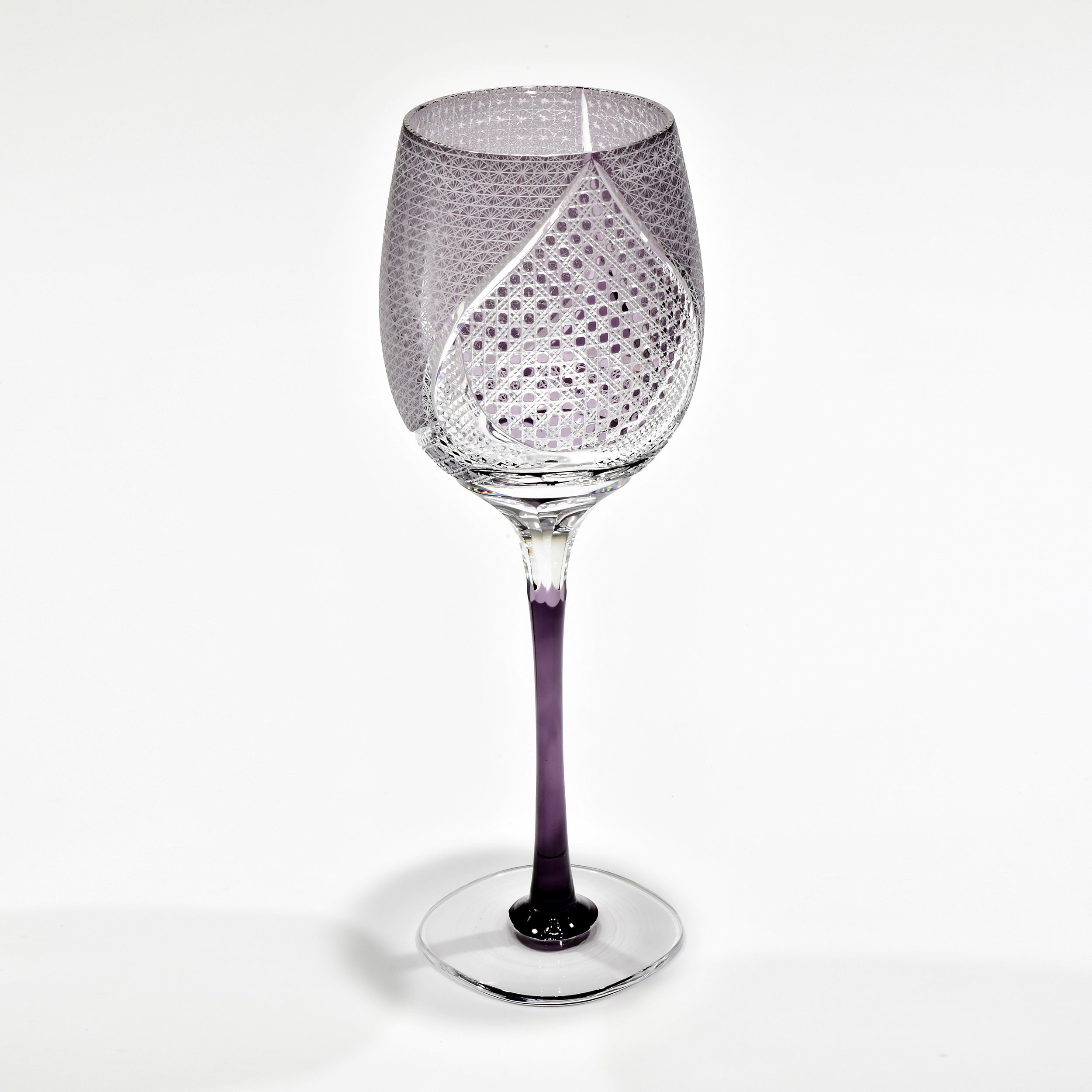 絹糸つなぎ「薄明りの記憶」ワイングラス（葡萄色）