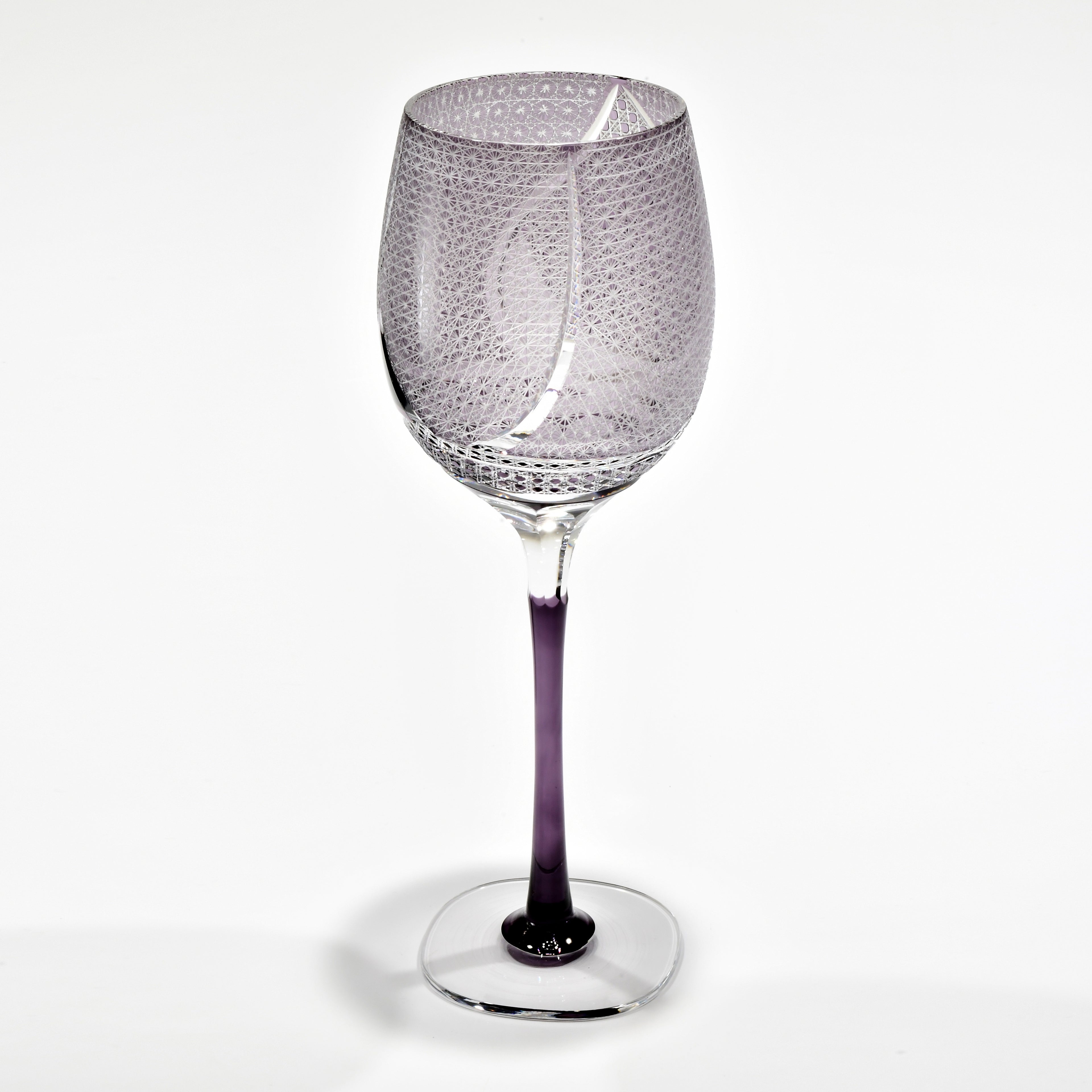 絹糸つなぎ「薄明りの記憶」ワイングラス（葡萄色）