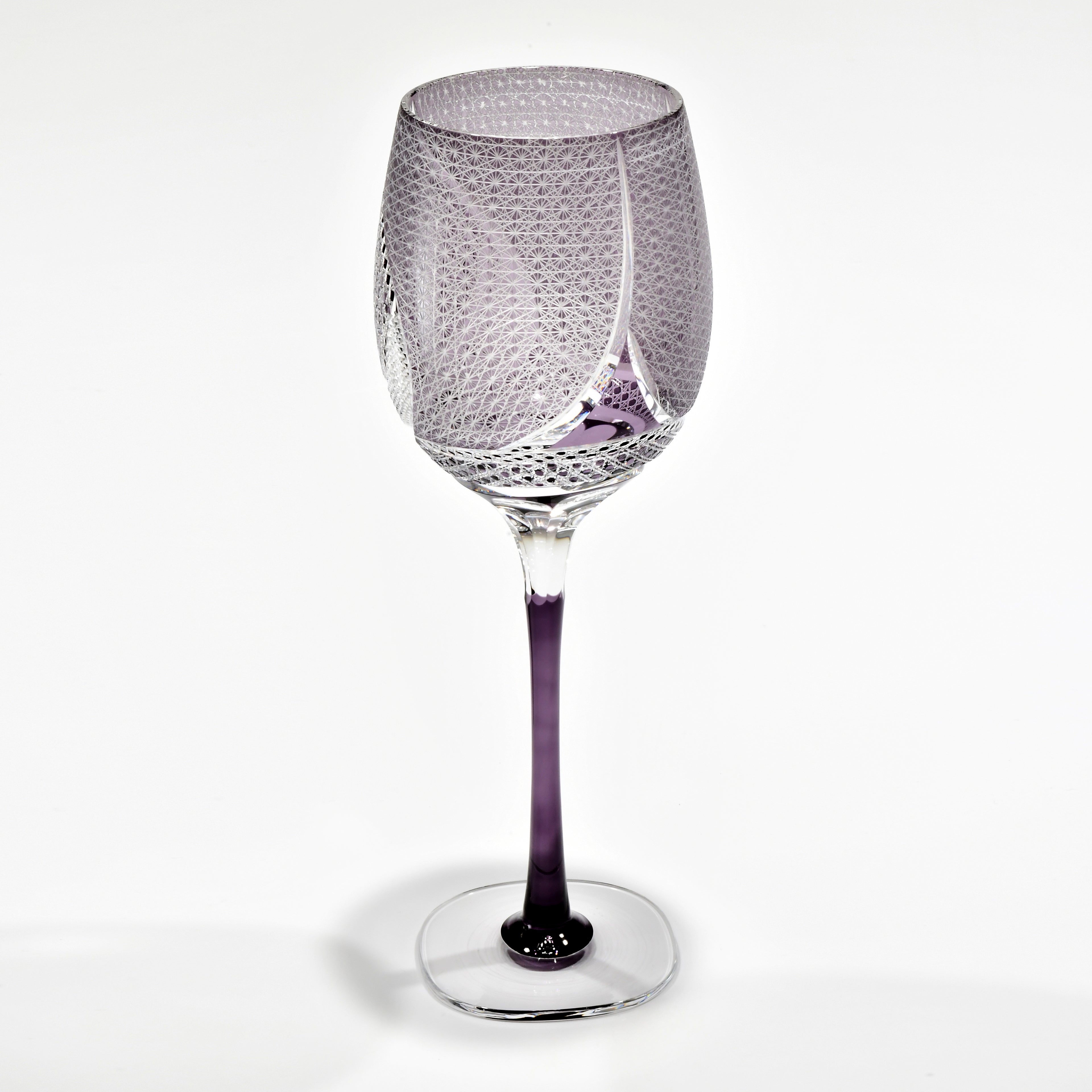 絹糸つなぎ「薄明りの記憶」ワイングラス（葡萄色）