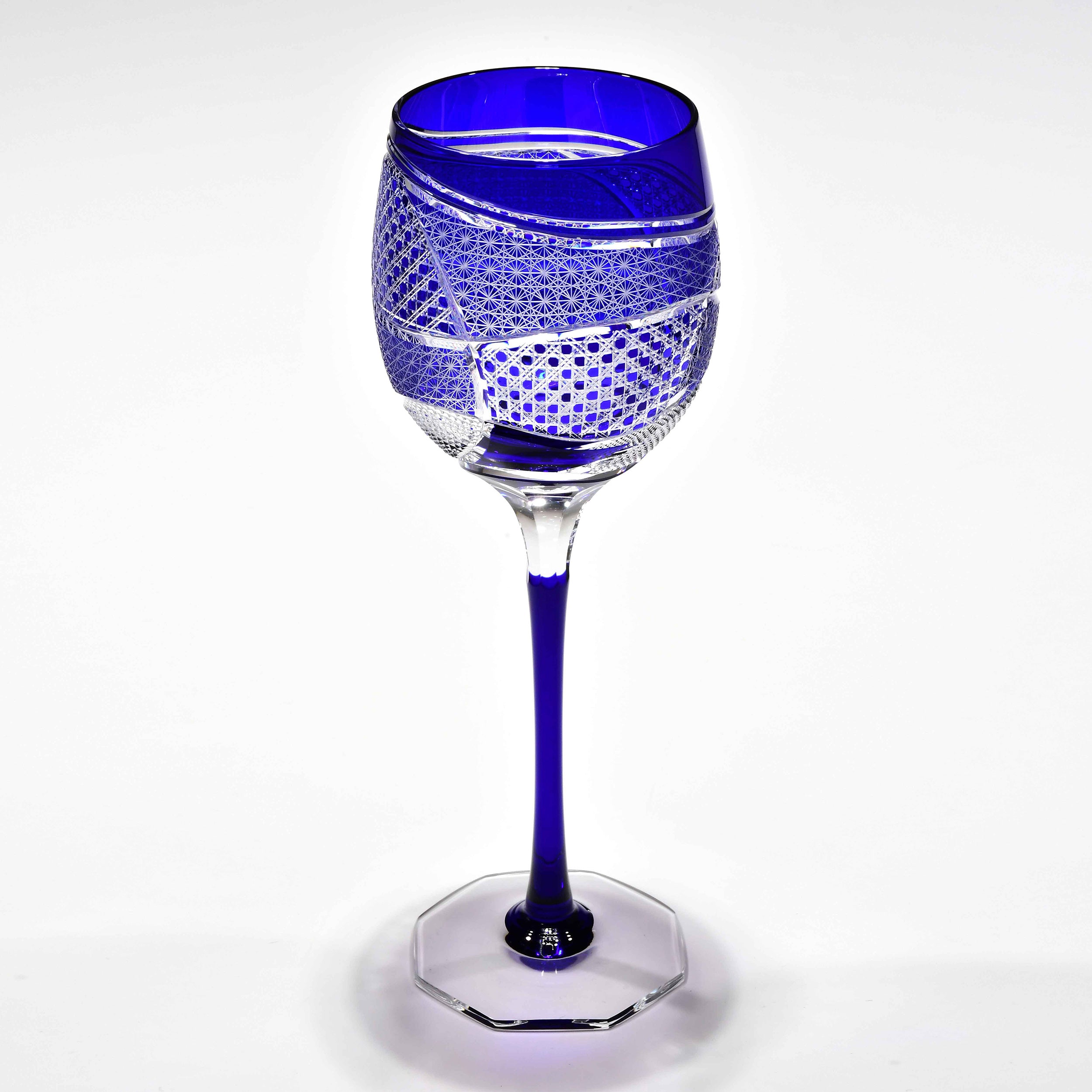「潮流の律動」ワイングラス（瑠璃色）