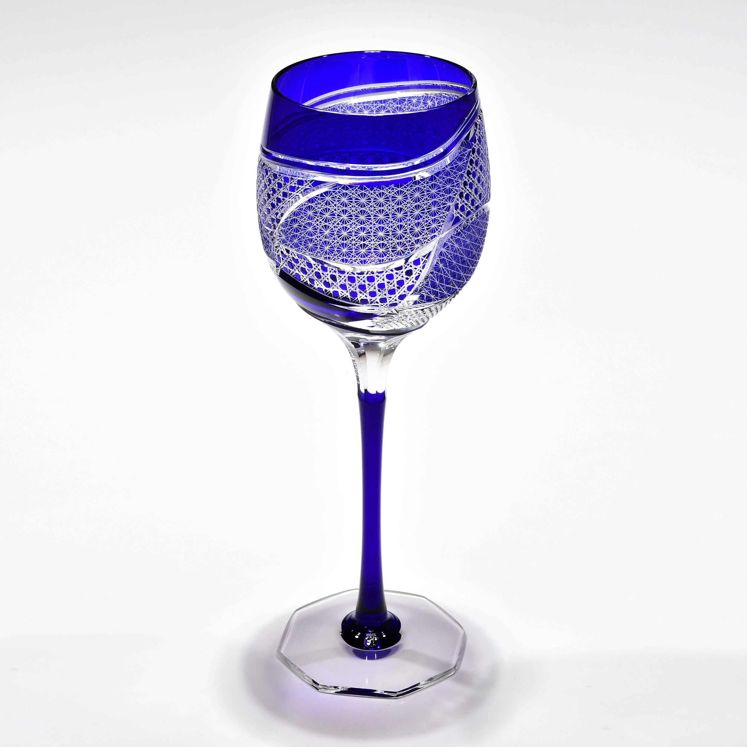 「潮流の律動」ワイングラス（瑠璃色）