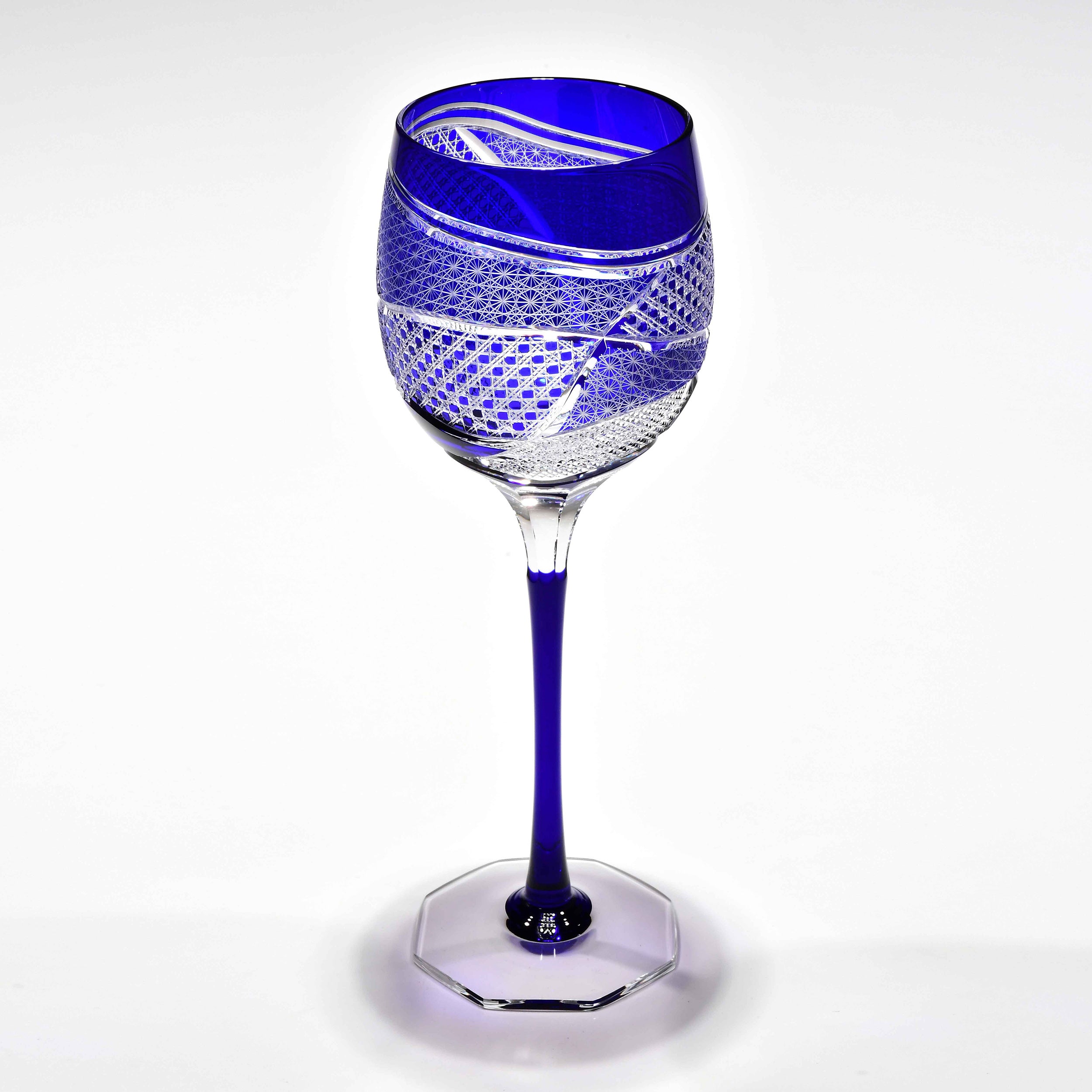 「潮流の律動」ワイングラス（瑠璃色）