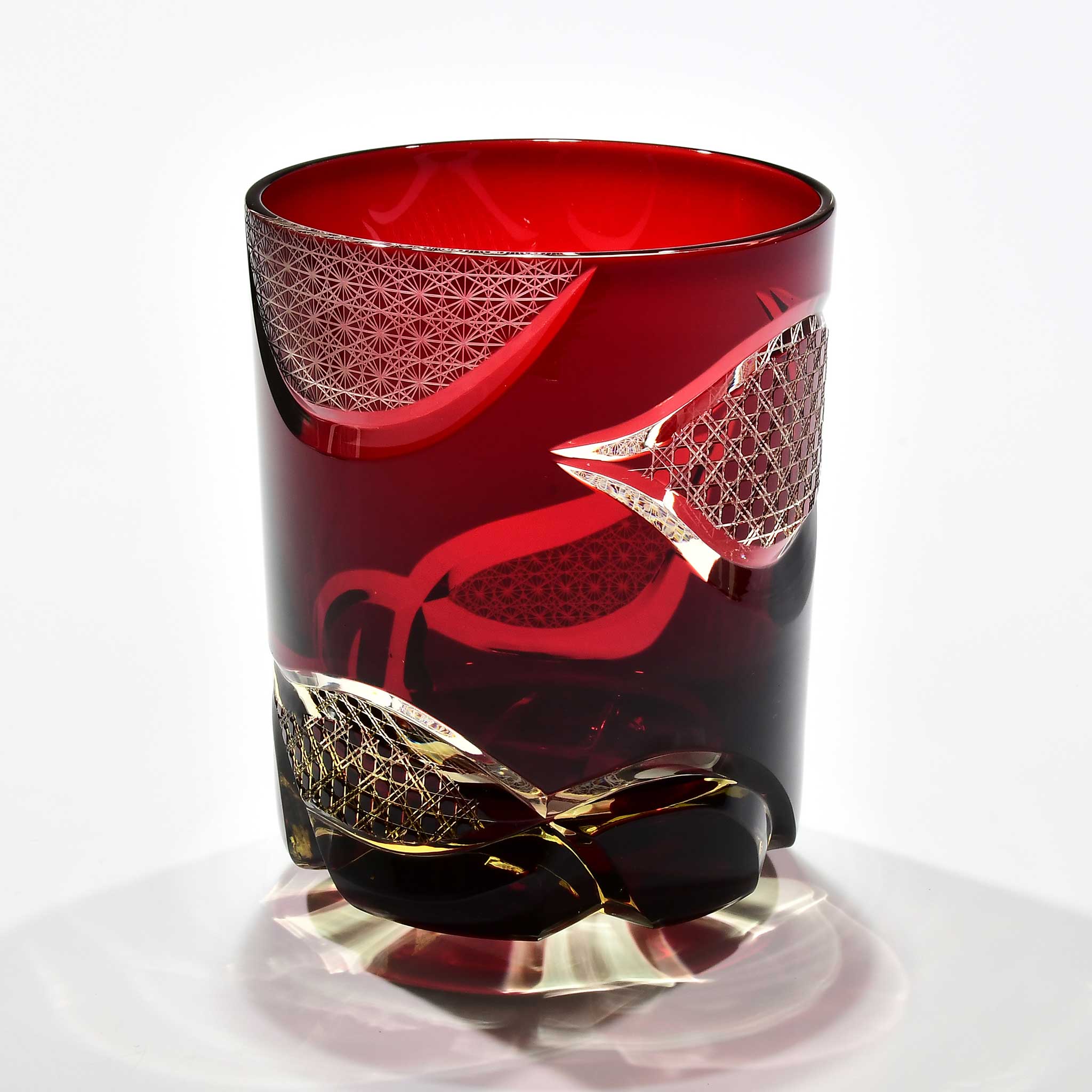 Shn-037　華組オールドグラス（紅色・琥珀色）