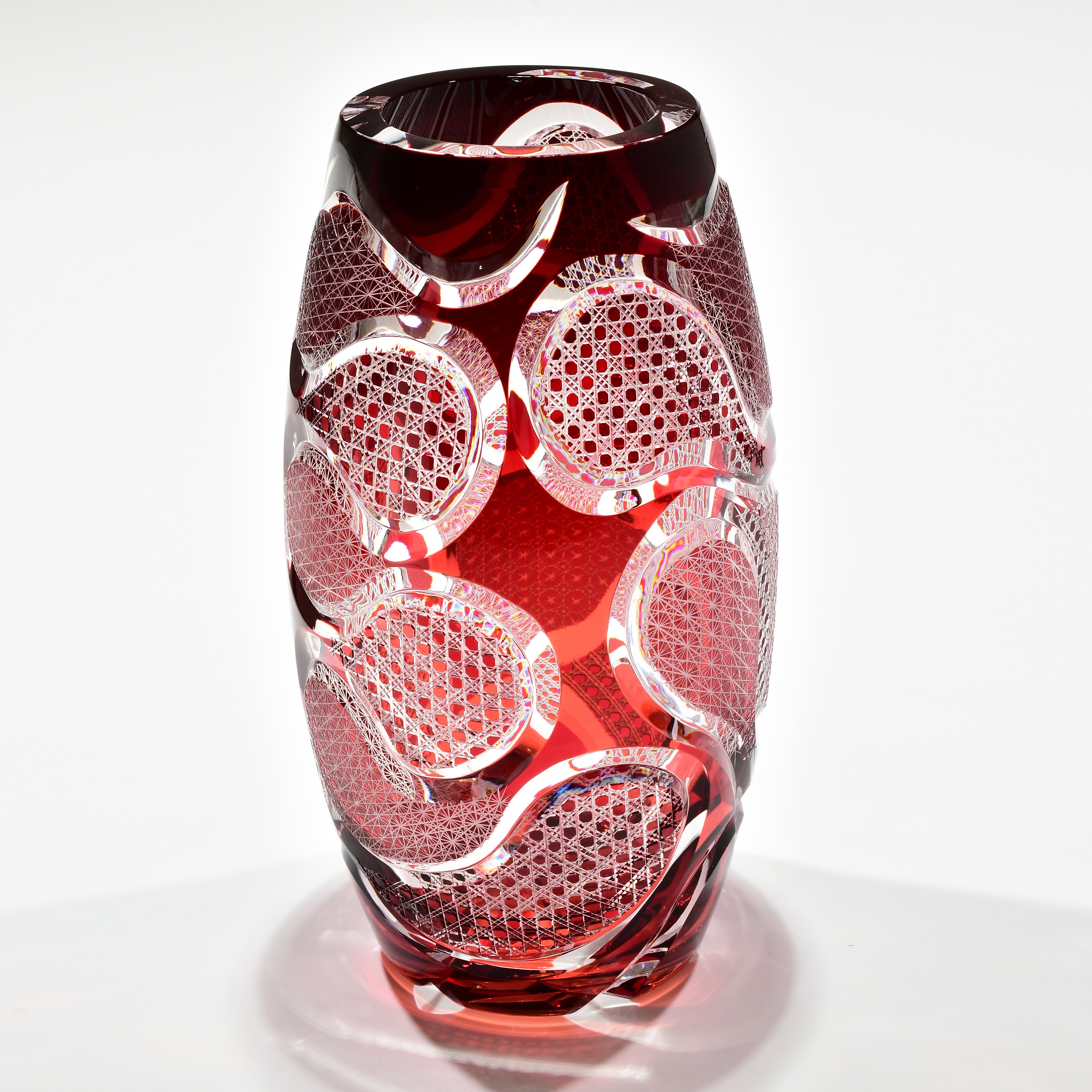 「流紋（りゅうもん）」花器（紅色）