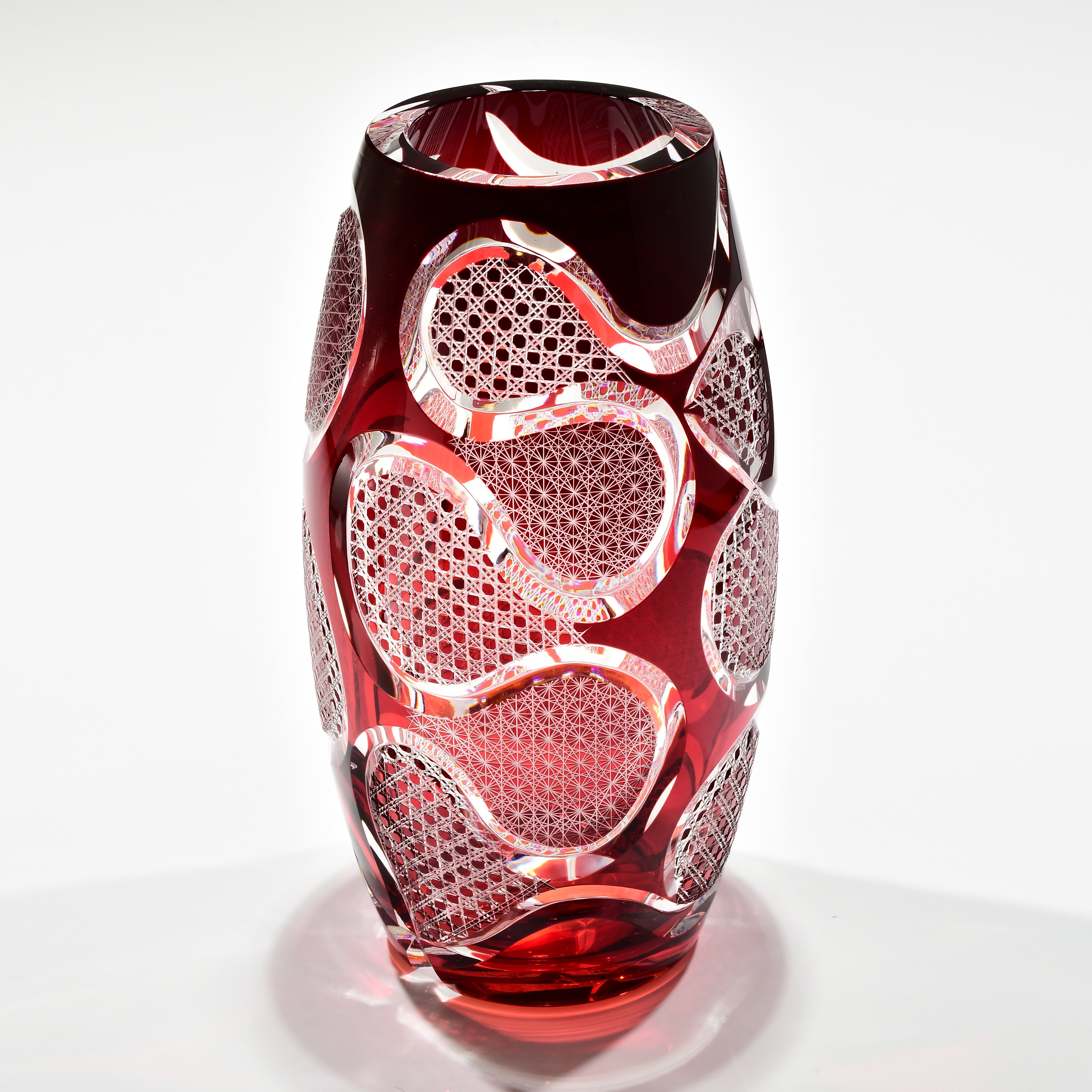 「流紋（りゅうもん）」花器（紅色）