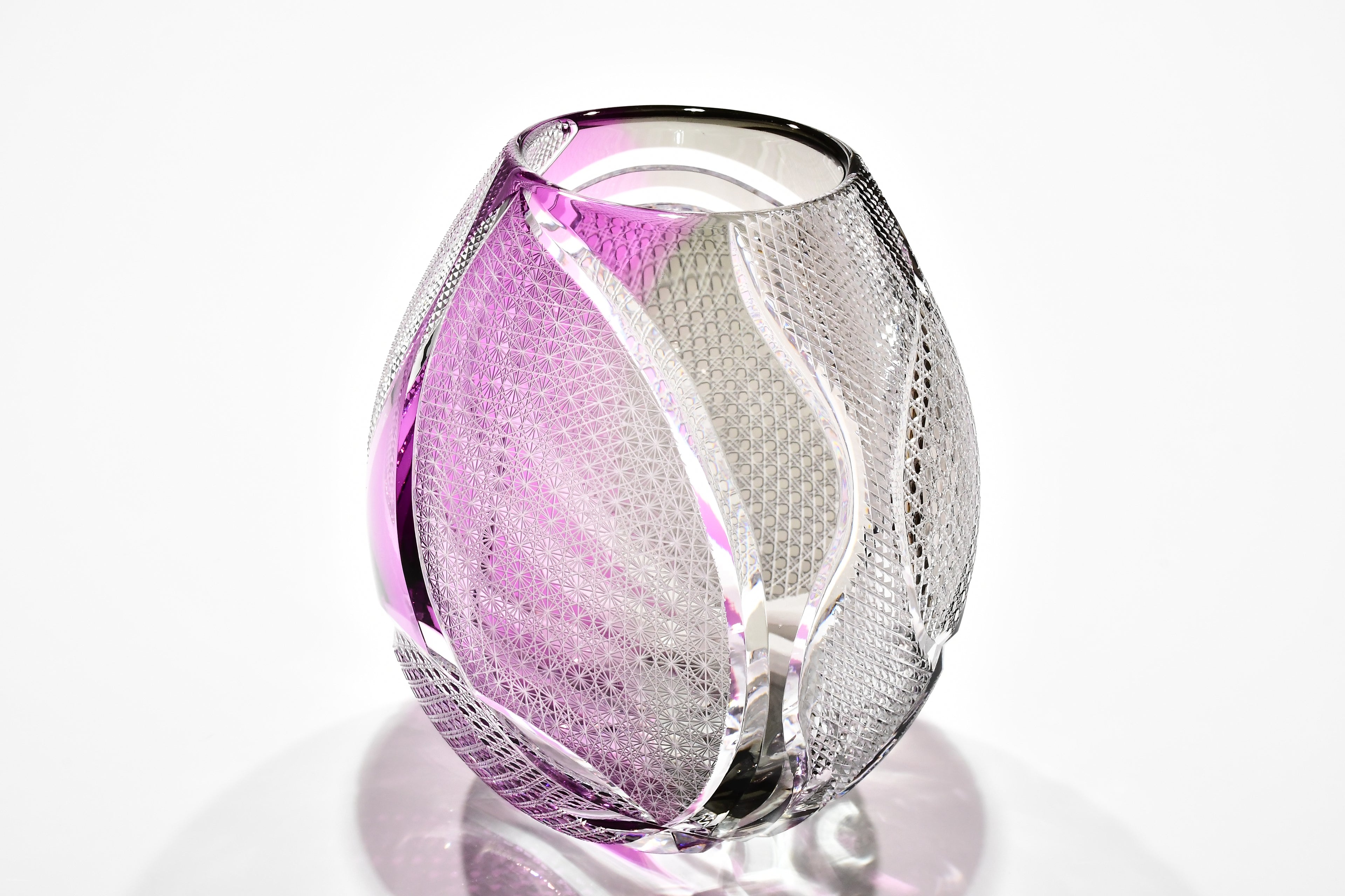 アートピース「流映（りゅうえい）」宙吹花器（パープル・グレー）