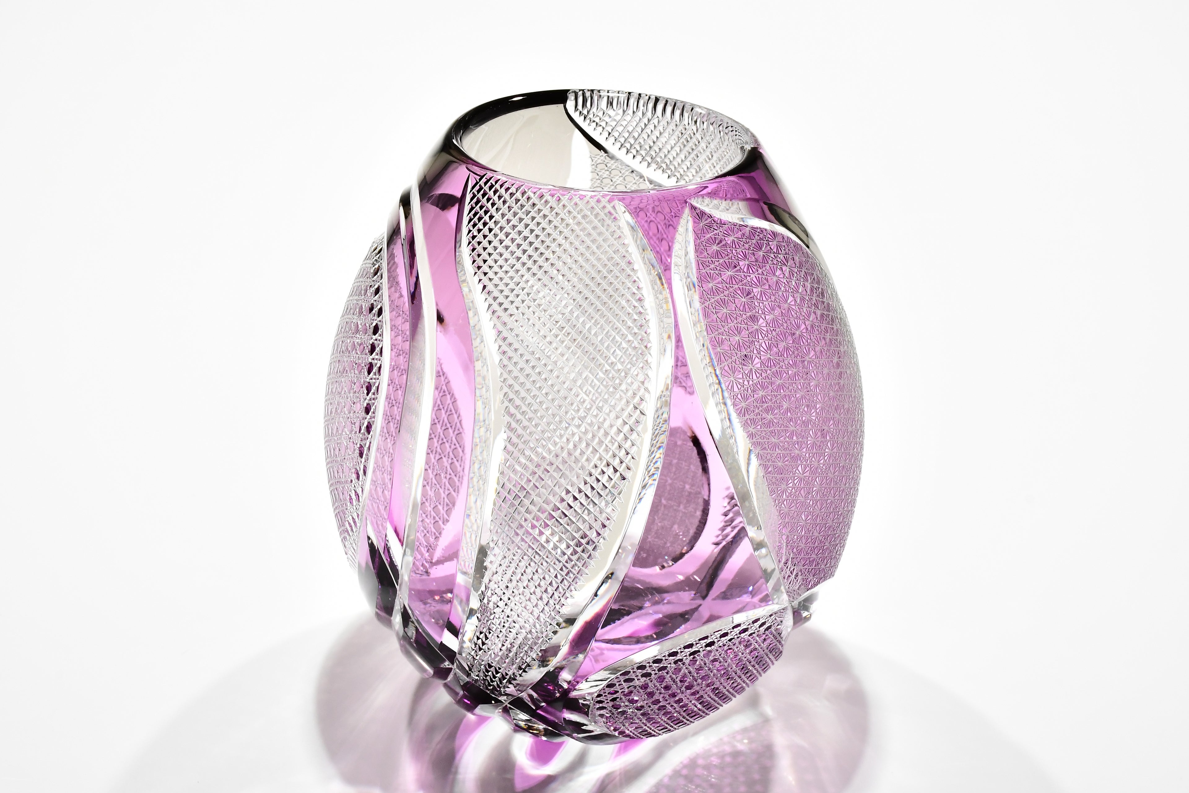 アートピース「流映（りゅうえい）」宙吹花器（パープル・グレー）