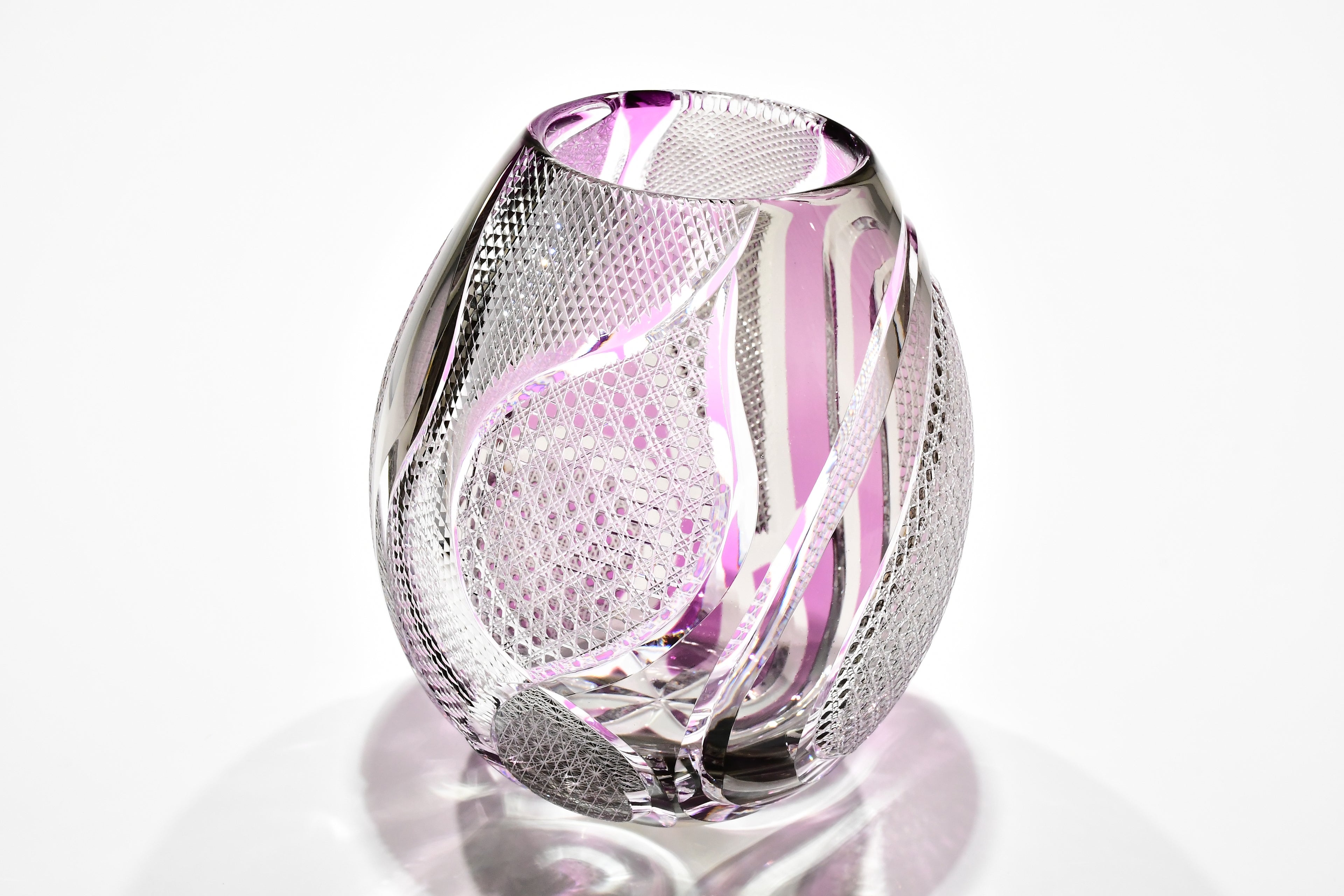 アートピース「流映（りゅうえい）」宙吹花器（パープル・グレー）