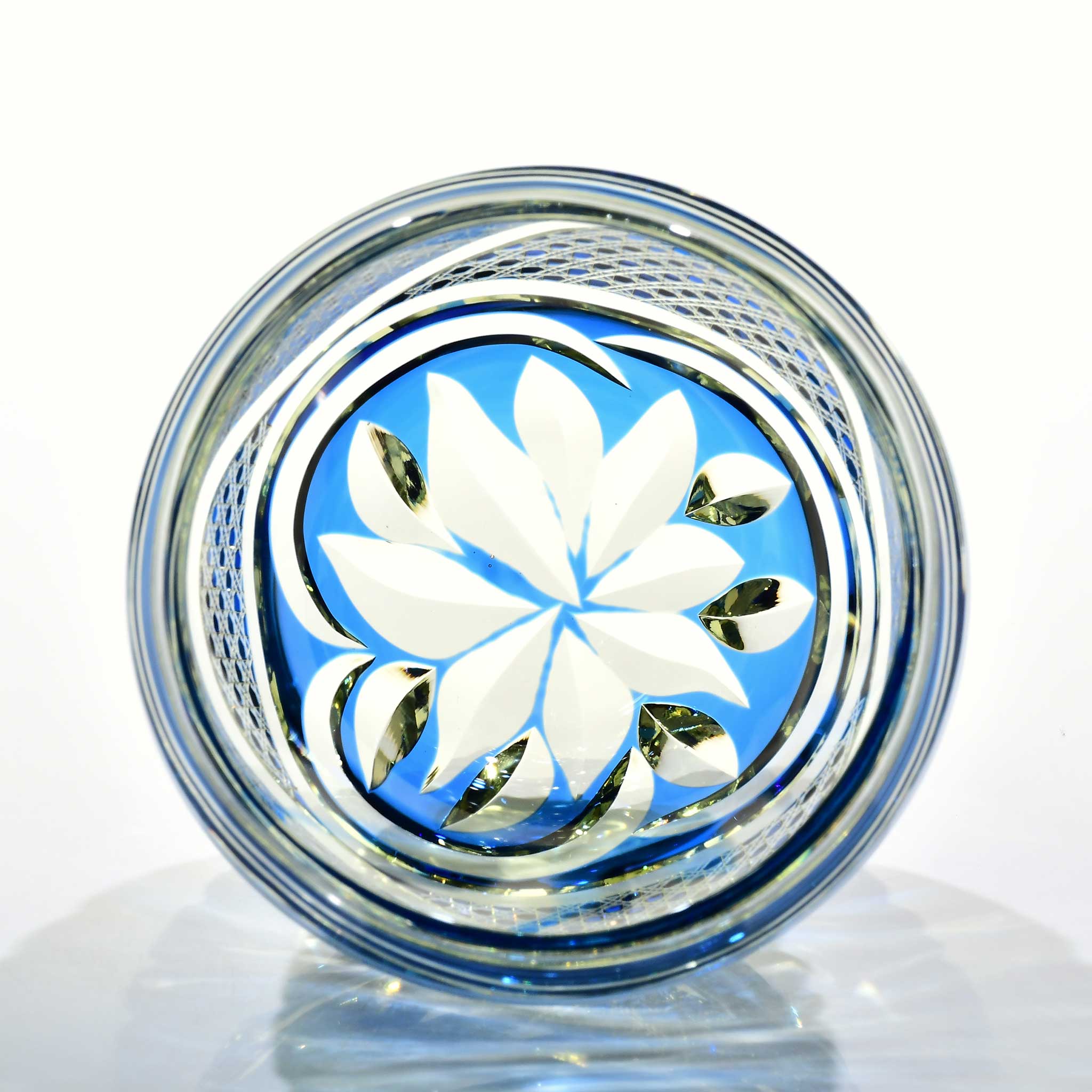 「蒼風（そうふう）」宙吹オールド（水色・琥珀色）