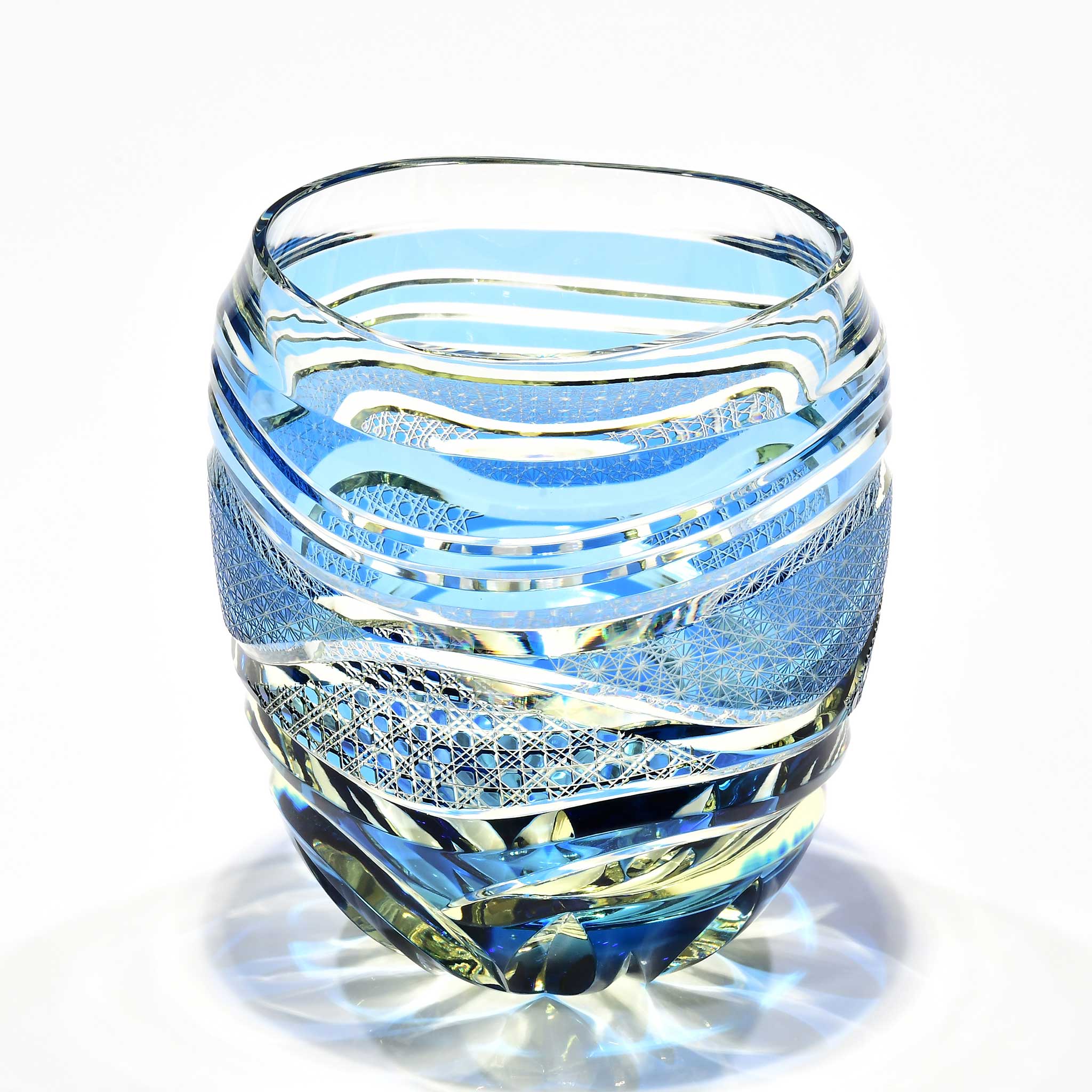 「蒼風（そうふう）」宙吹オールド（水色・琥珀色）