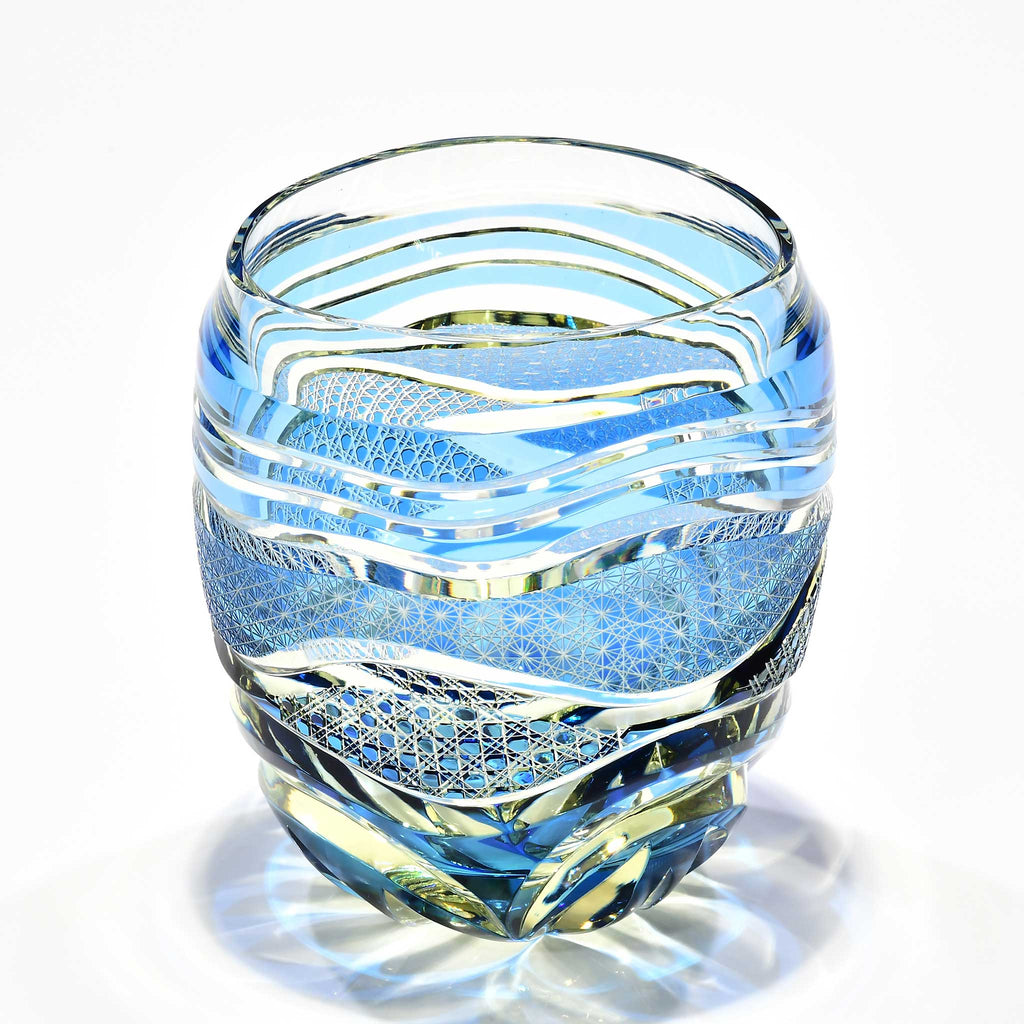 「蒼風（そうふう）」宙吹オールド（水色・琥珀色）
