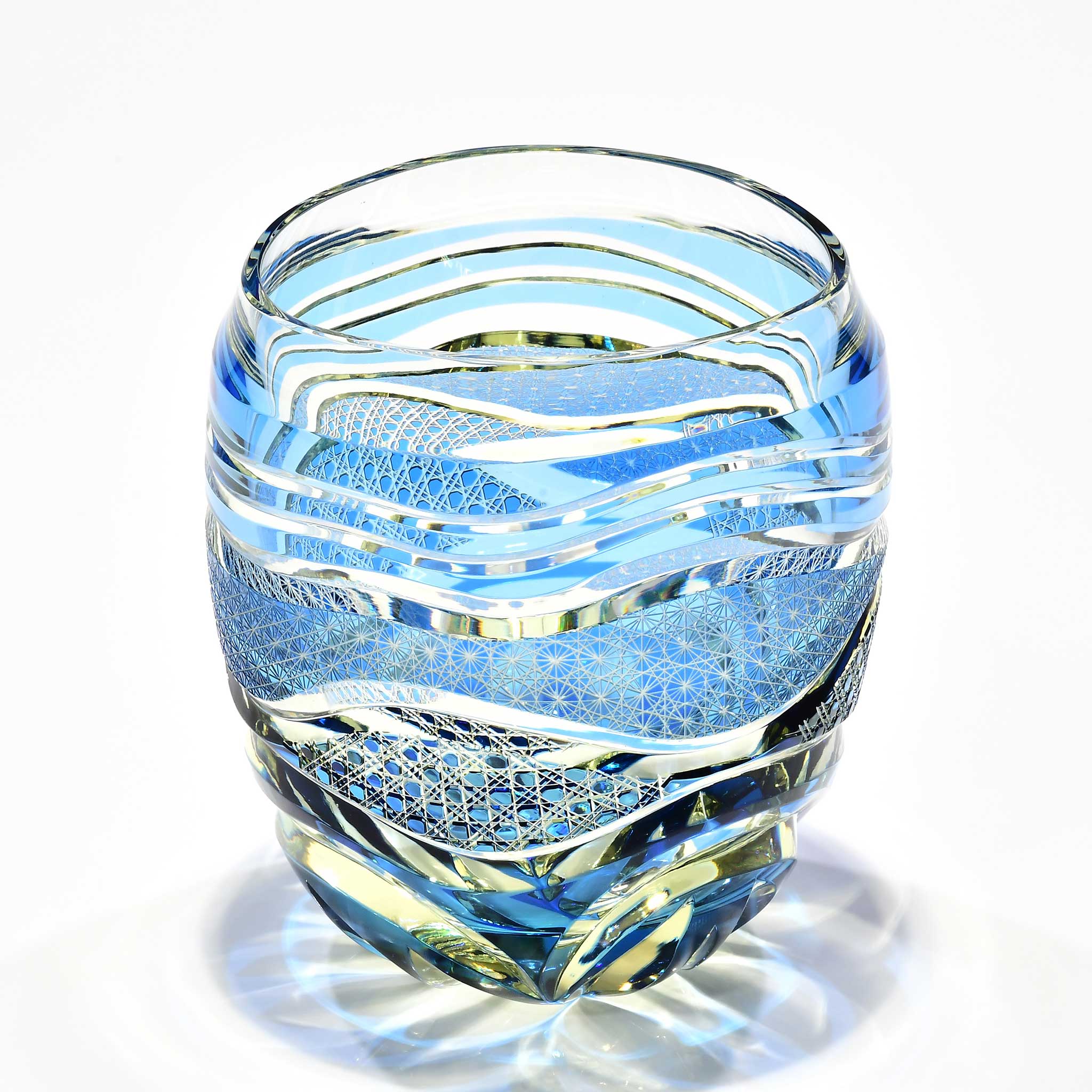 「蒼風（そうふう）」宙吹オールド（水色・琥珀色）