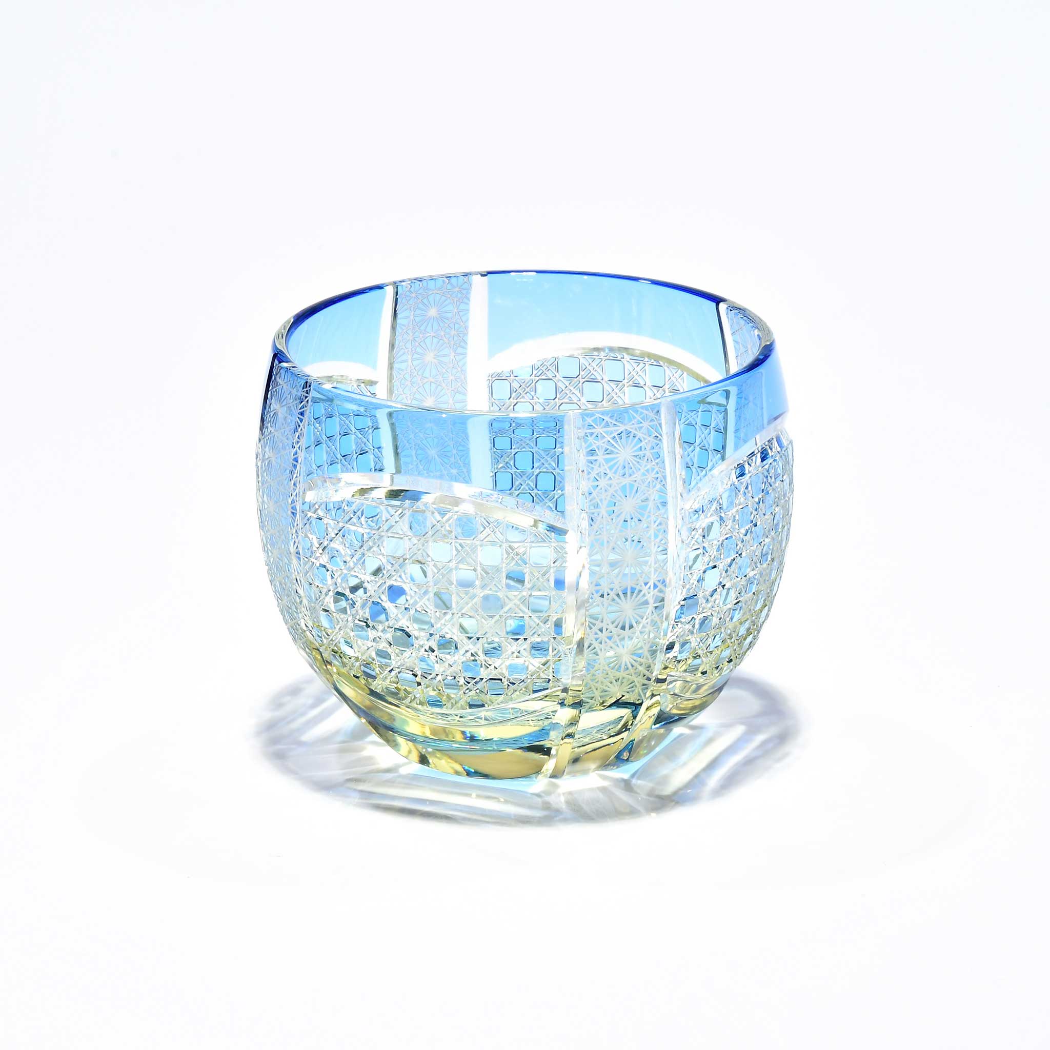 Shn-103　華組ぐい吞み(水色・琥珀色）