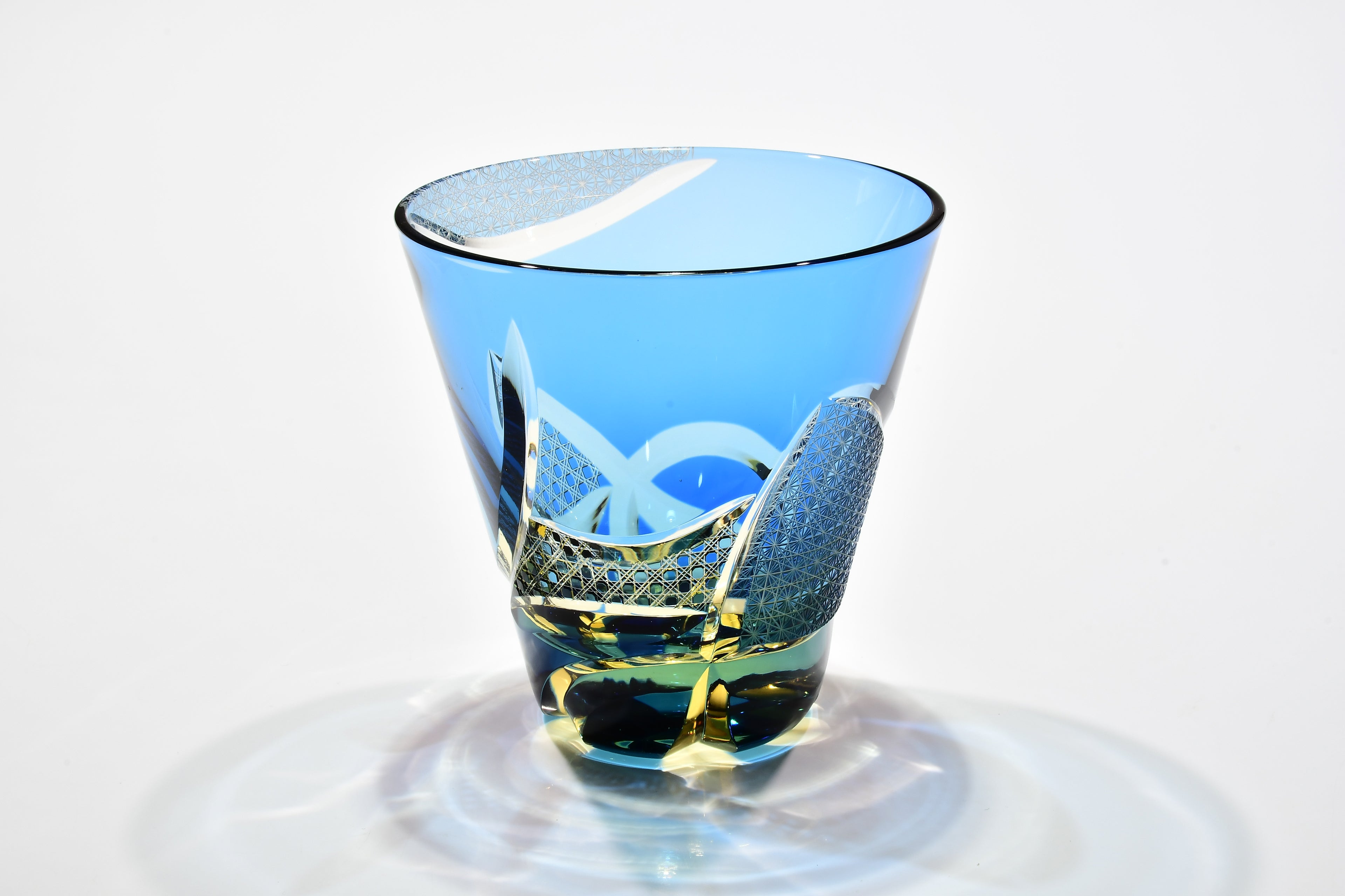 Shn-002　華組　多目的グラス（水色・琥珀色）