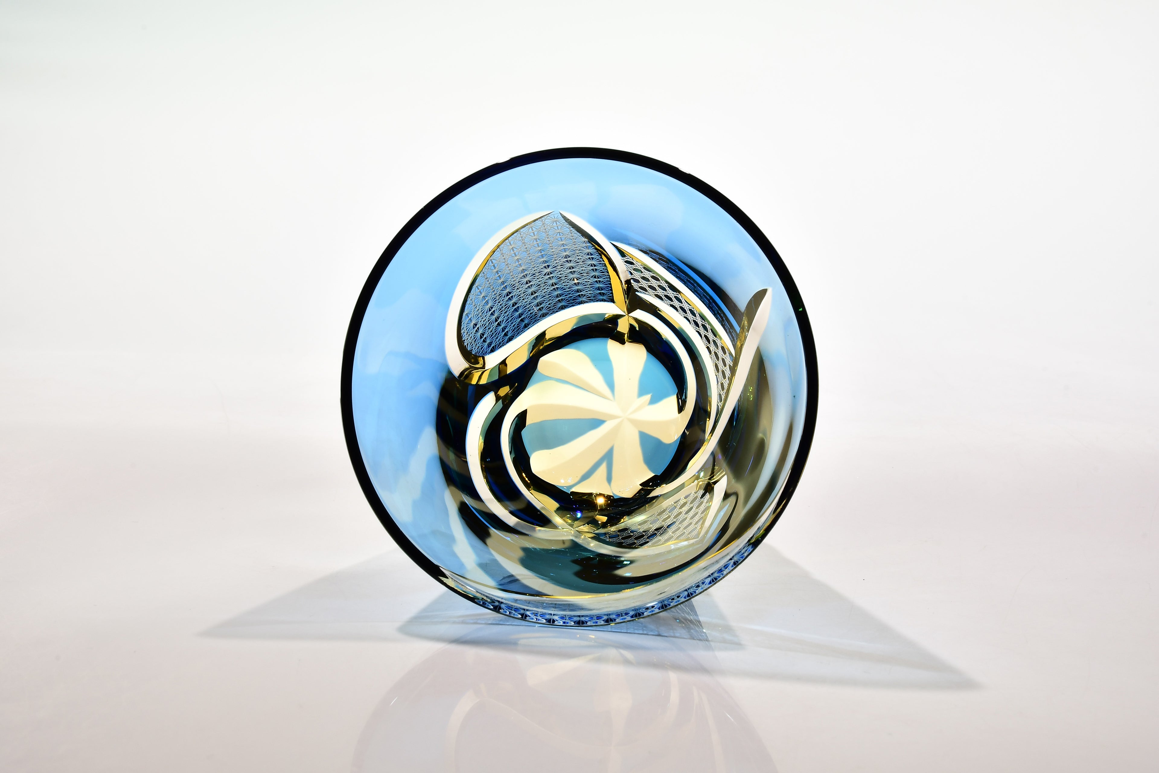 Shn-002　華組　多目的グラス（水色・琥珀色）