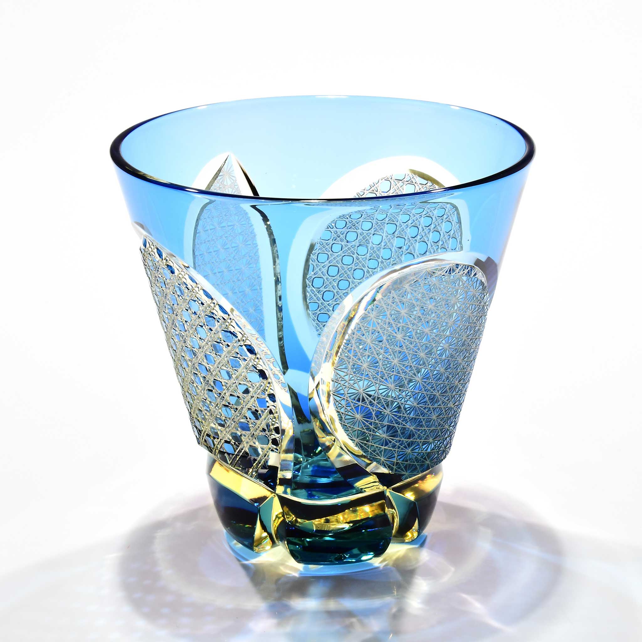 Shn-002　華組　多目的グラス（水色・琥珀色）