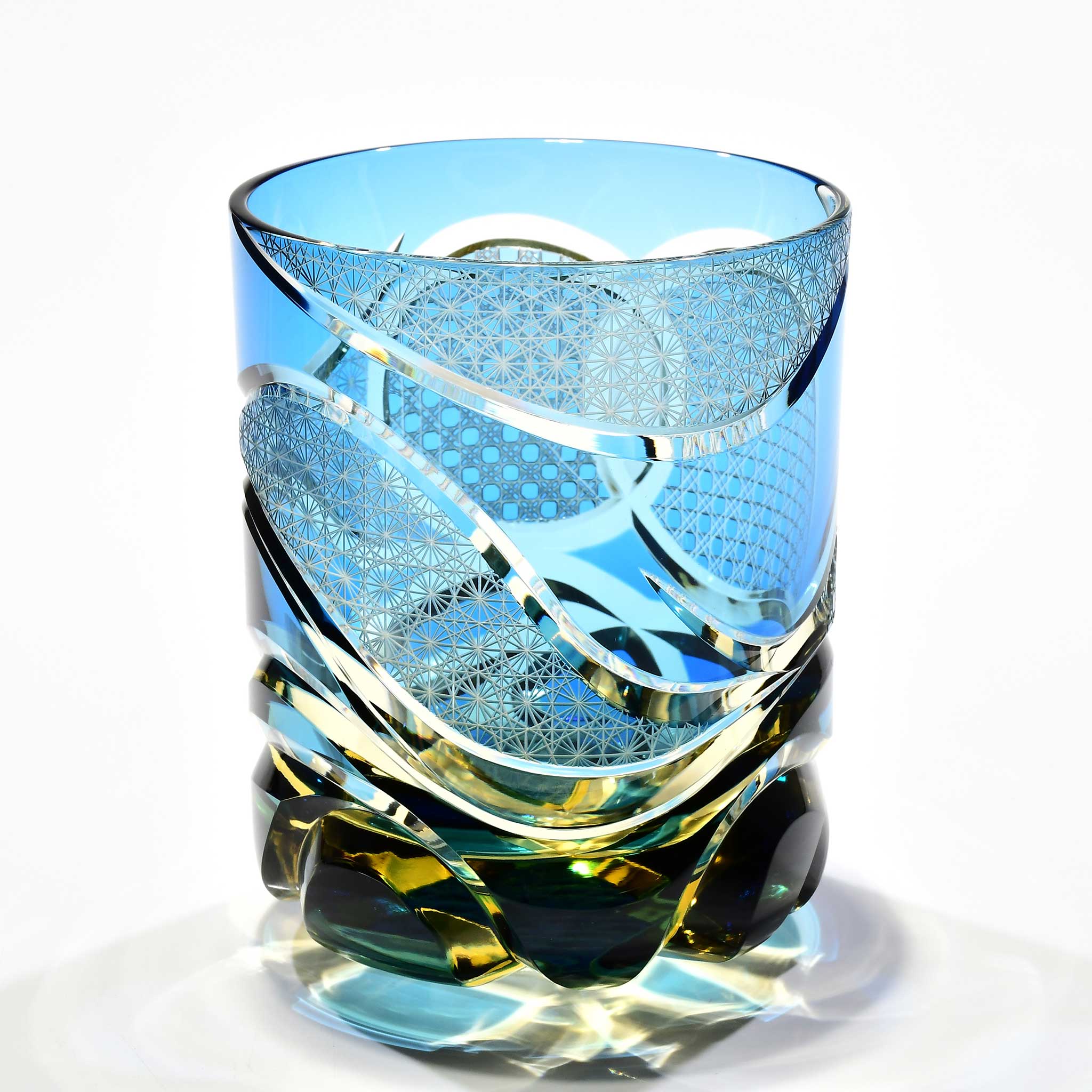 Shn-008　華組オールドグラス（水色・琥珀色）