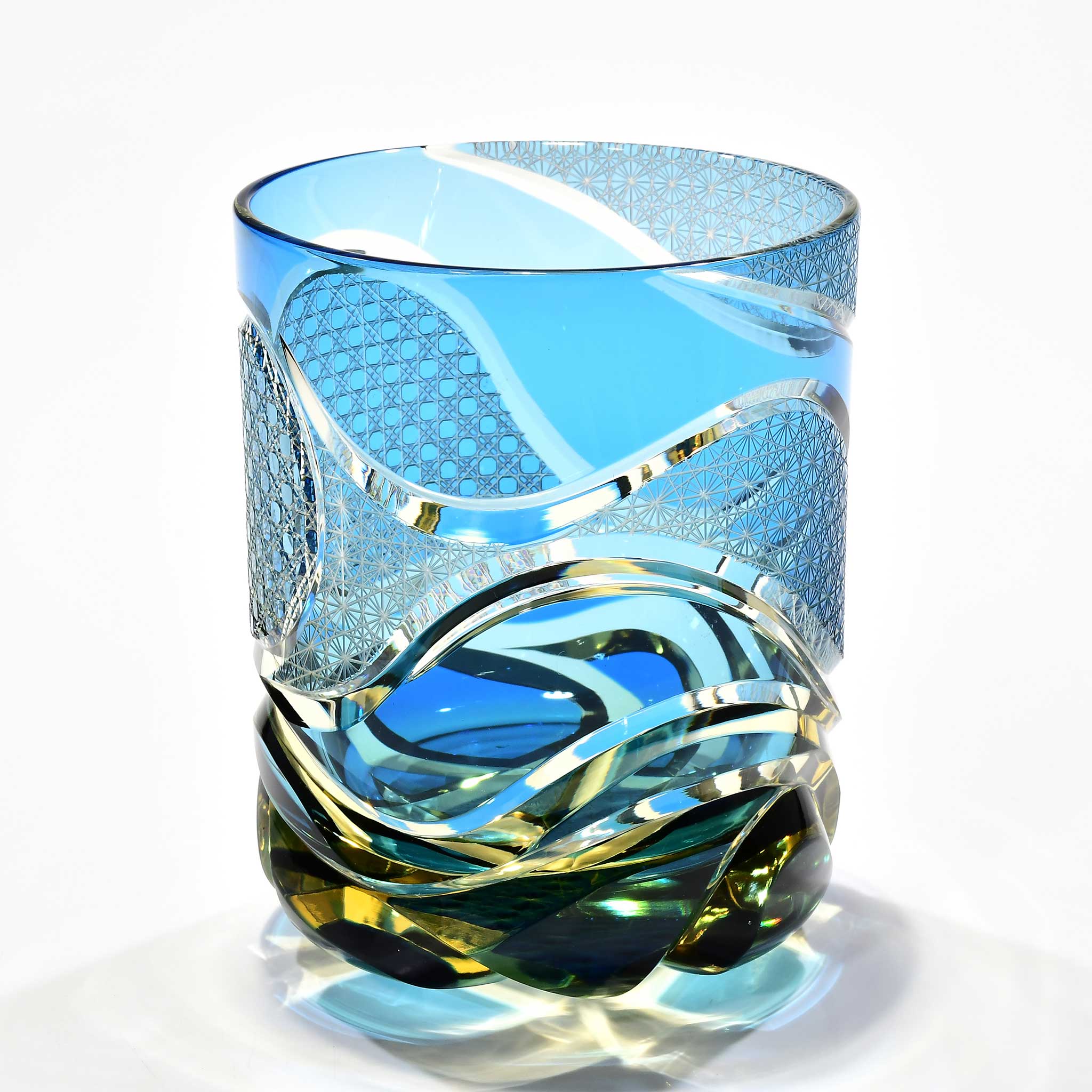 Shn-008　華組オールドグラス（水色・琥珀色）