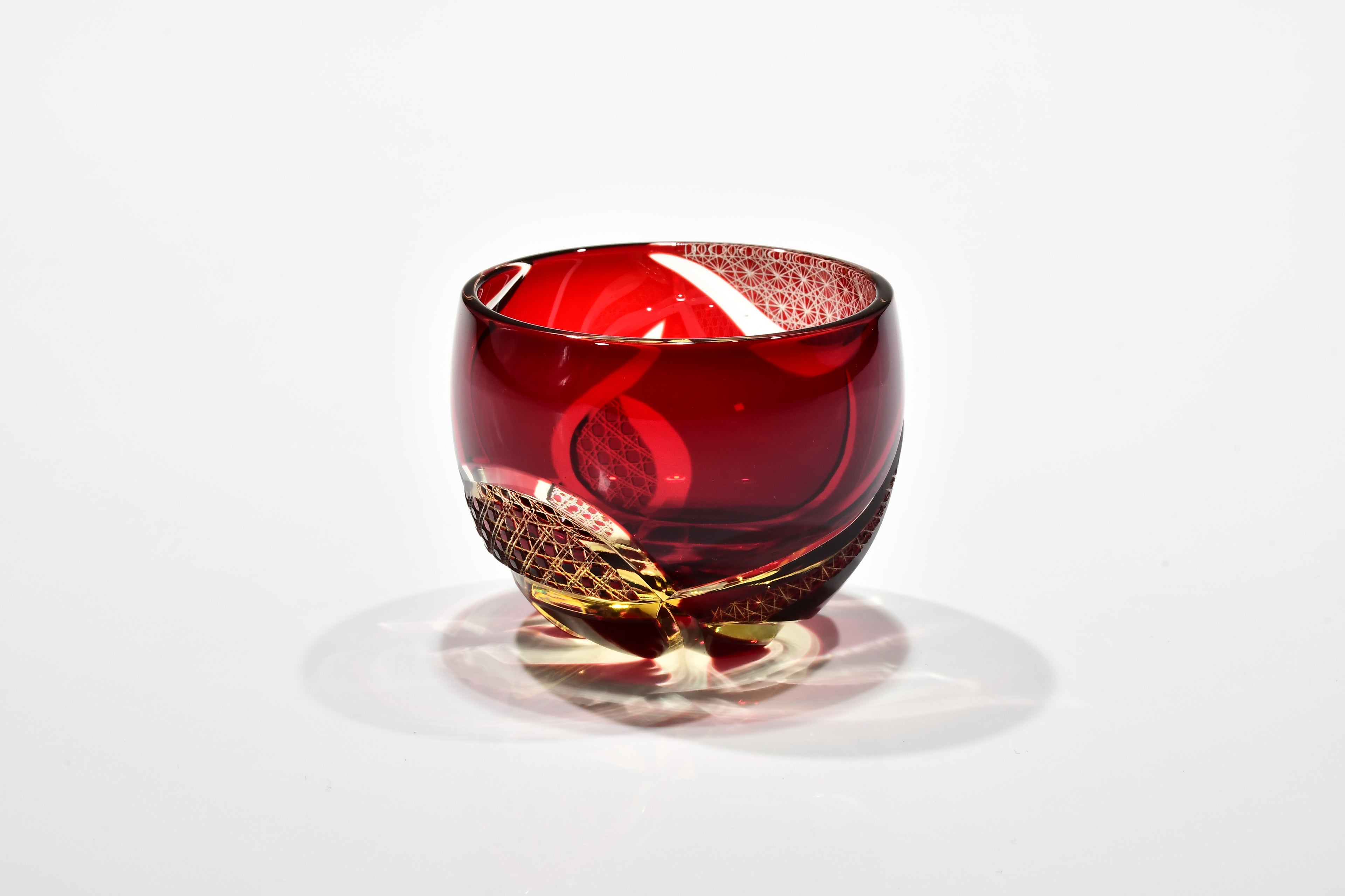 Shn-020　華組ぐい吞み（紅色・琥珀色）