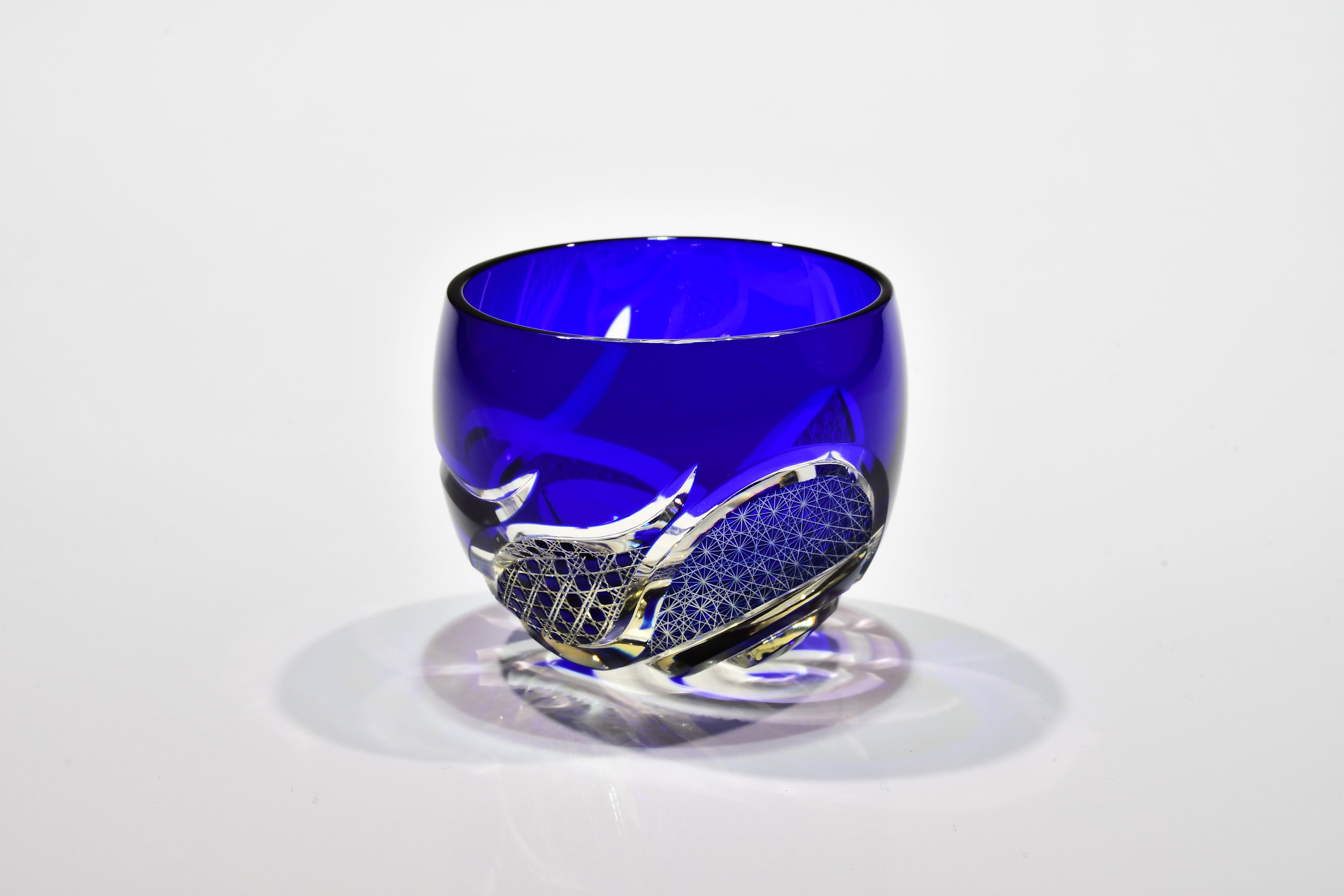 Shn-022　華組ぐい吞み（瑠璃色・琥珀色）