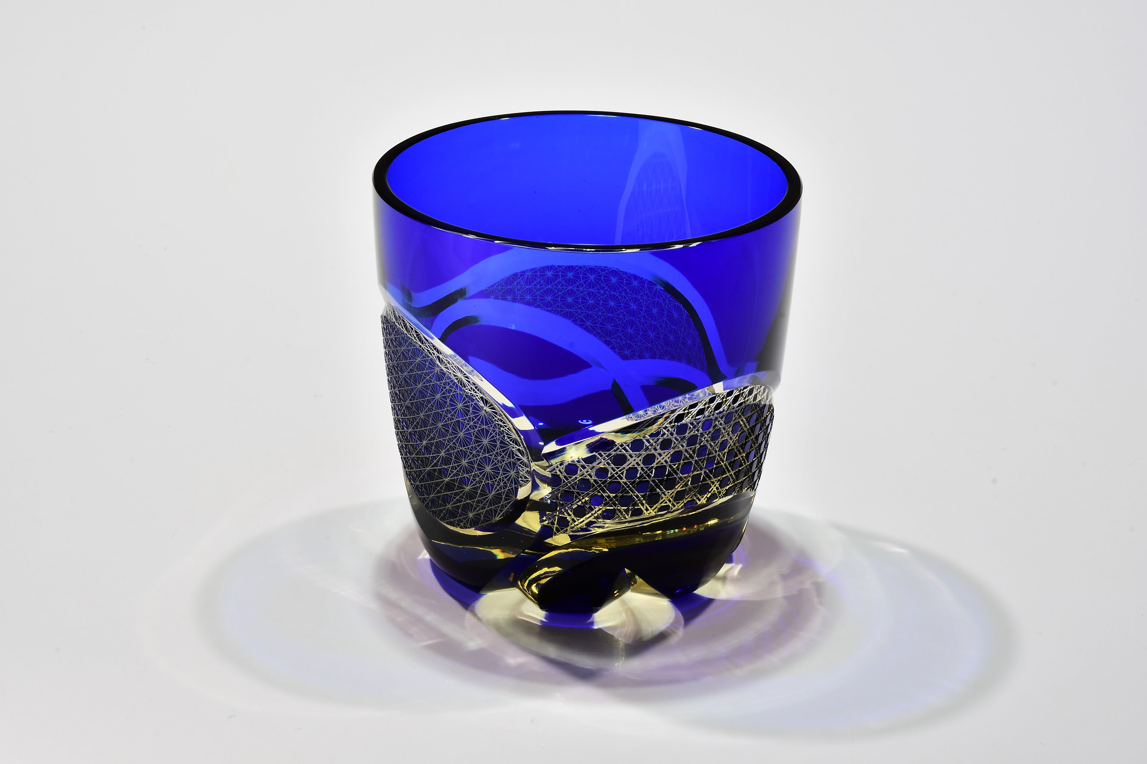 Shn-029　華組　広口オールドグラス（瑠璃色・琥珀色）