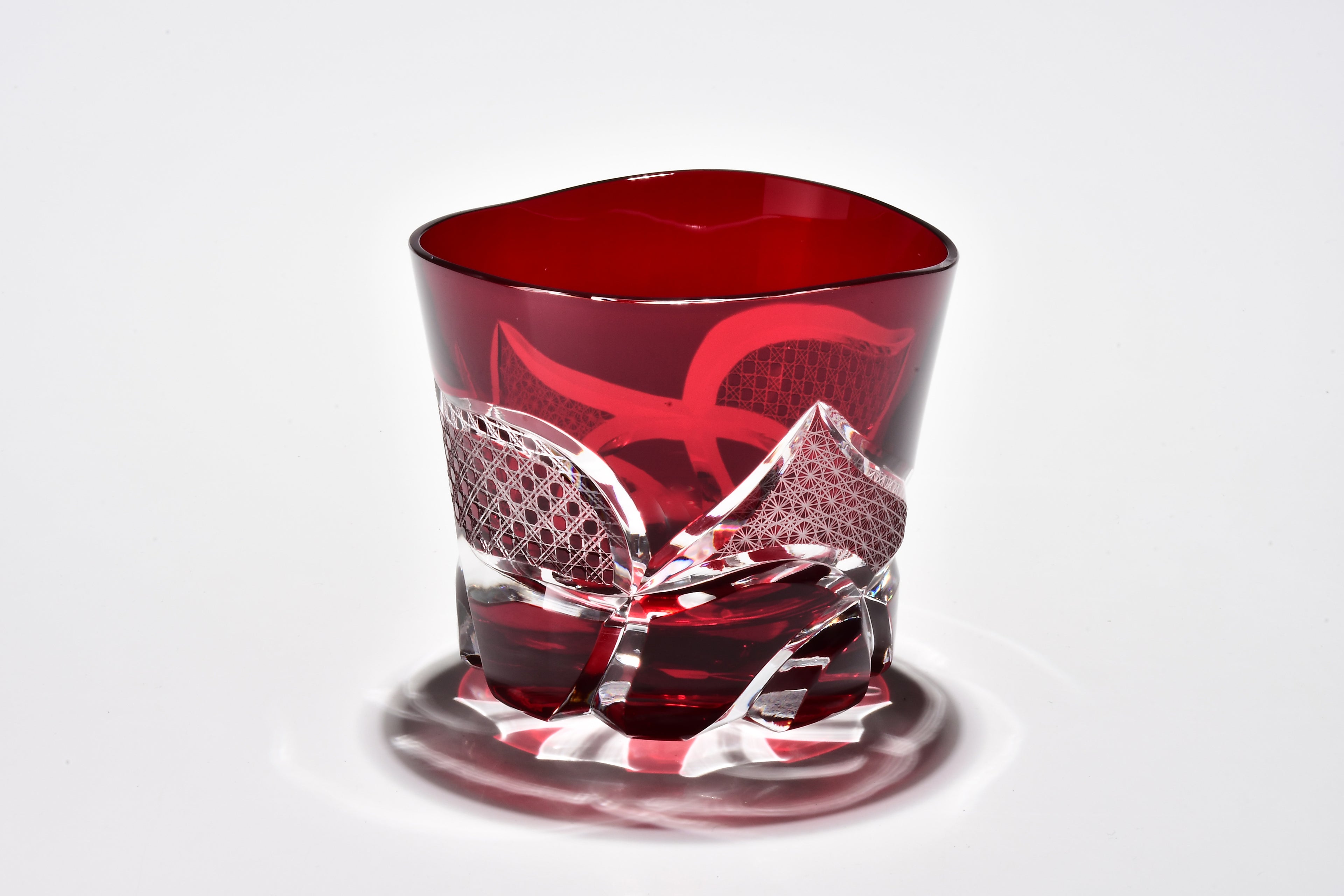 Shn-036　華組　広口グラス（紅色）