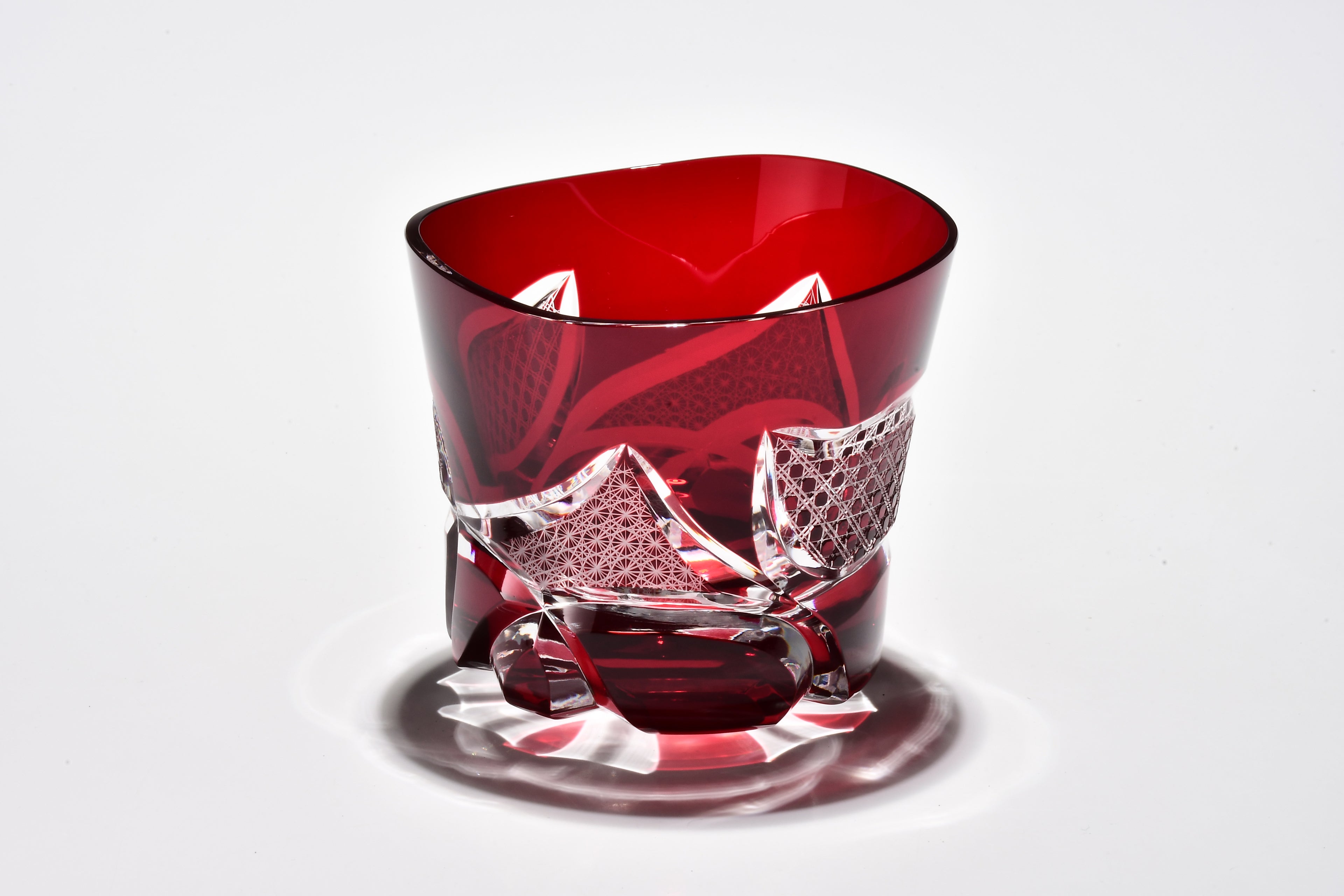 Shn-036　華組　広口グラス（紅色）