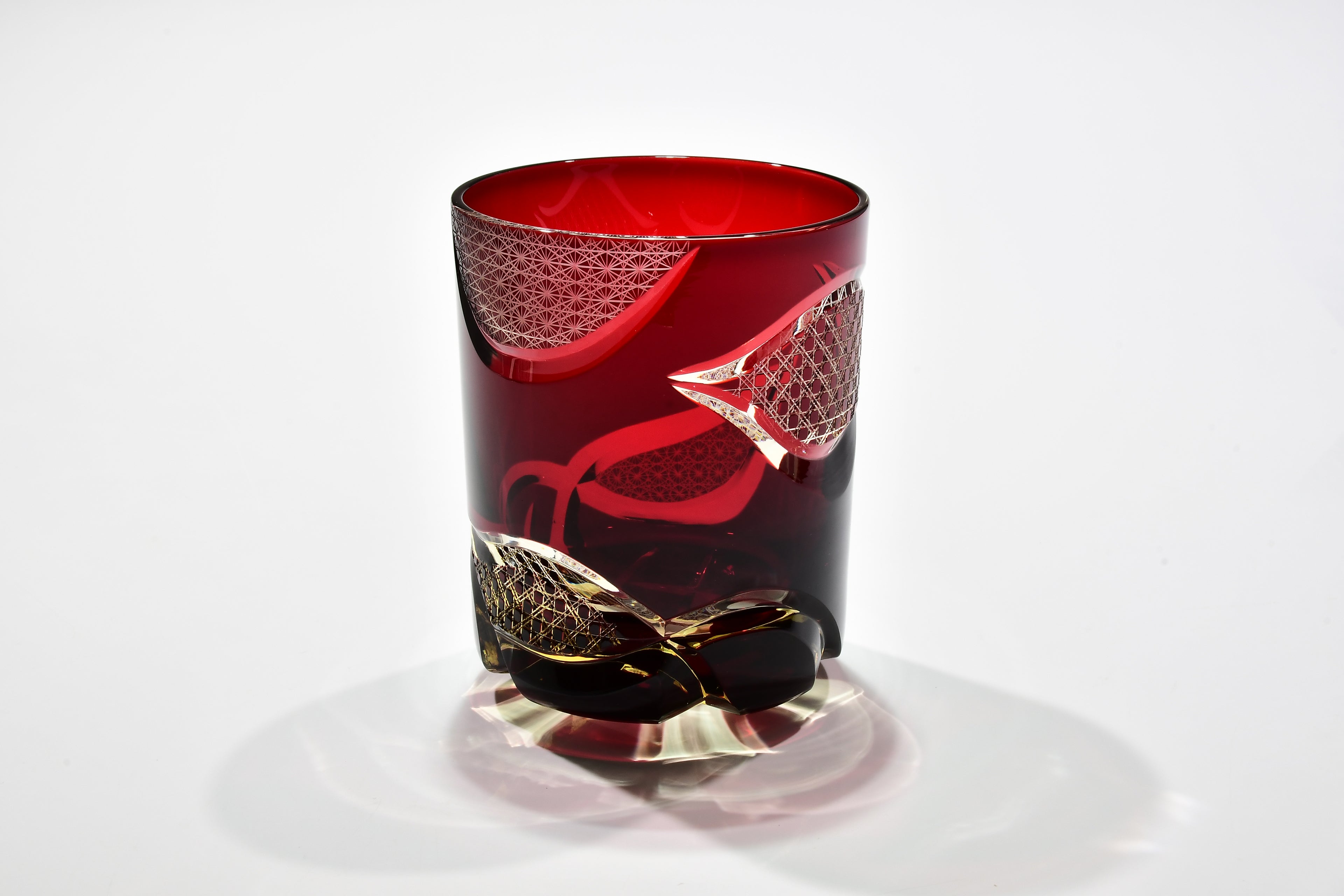 Shn-037　華組オールドグラス（紅色・琥珀色）