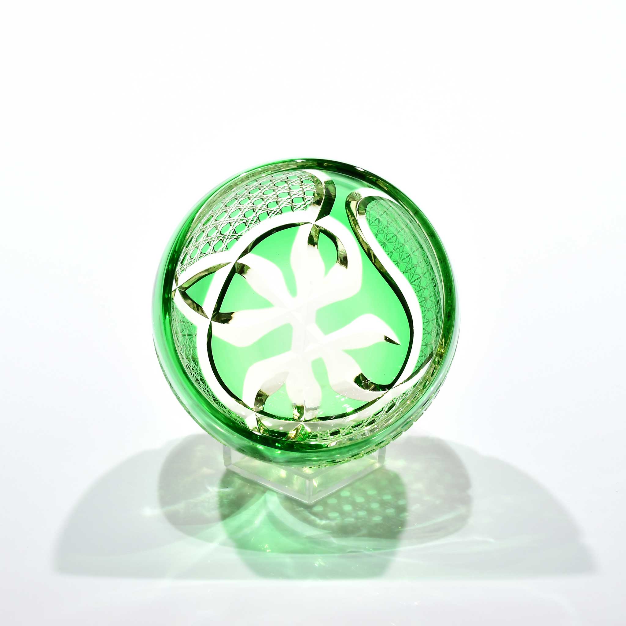 Shn-038　華組ぐい吞み（緑色・琥珀色）