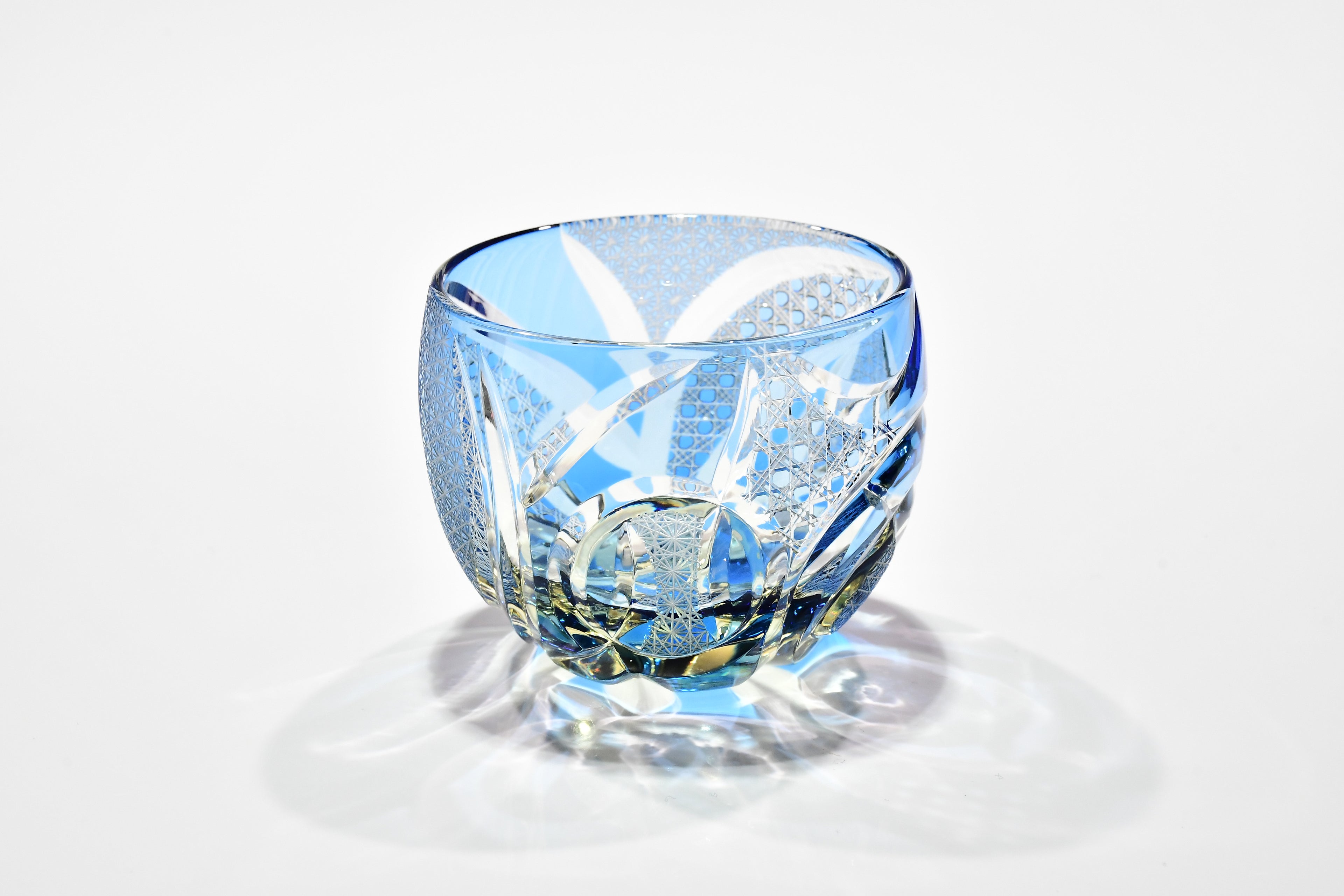 二代目×四代目コラボ作品「世代のあいだに生まれた光」ぐい吞み（水色・琥珀色）