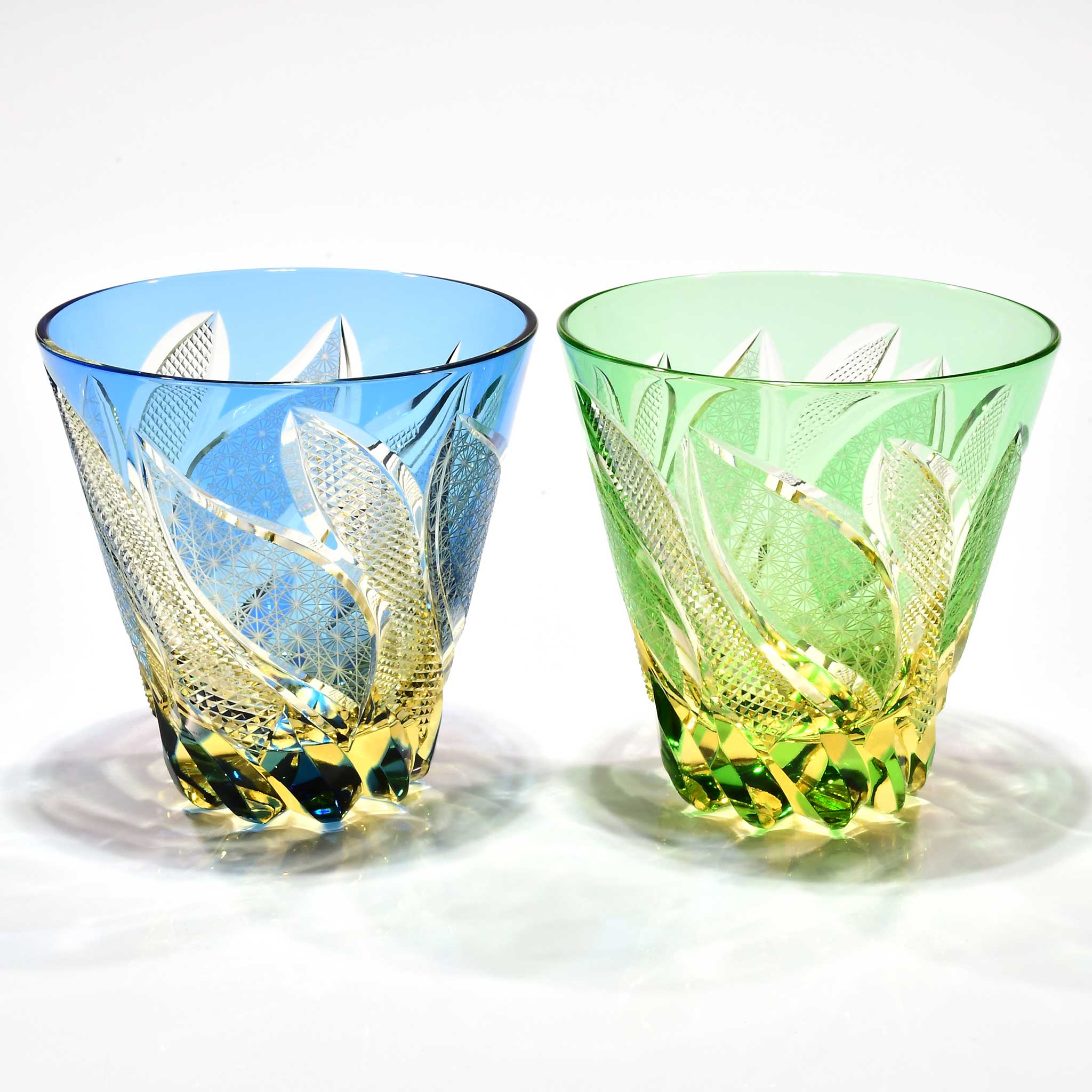 Srg-010　限定デザイン多目的グラスセット(水色・琥珀/緑色・琥珀)