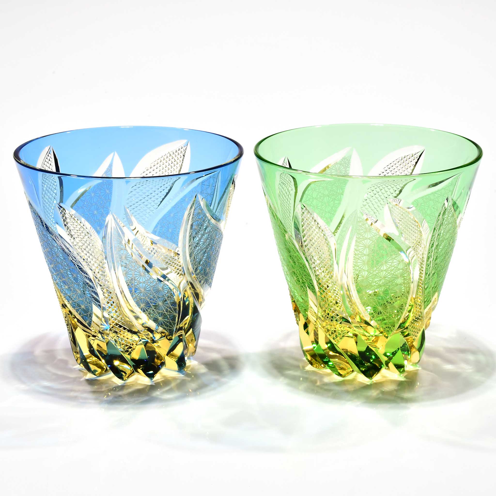 Srg-010　限定デザイン多目的グラスセット(水色・琥珀/緑色・琥珀)