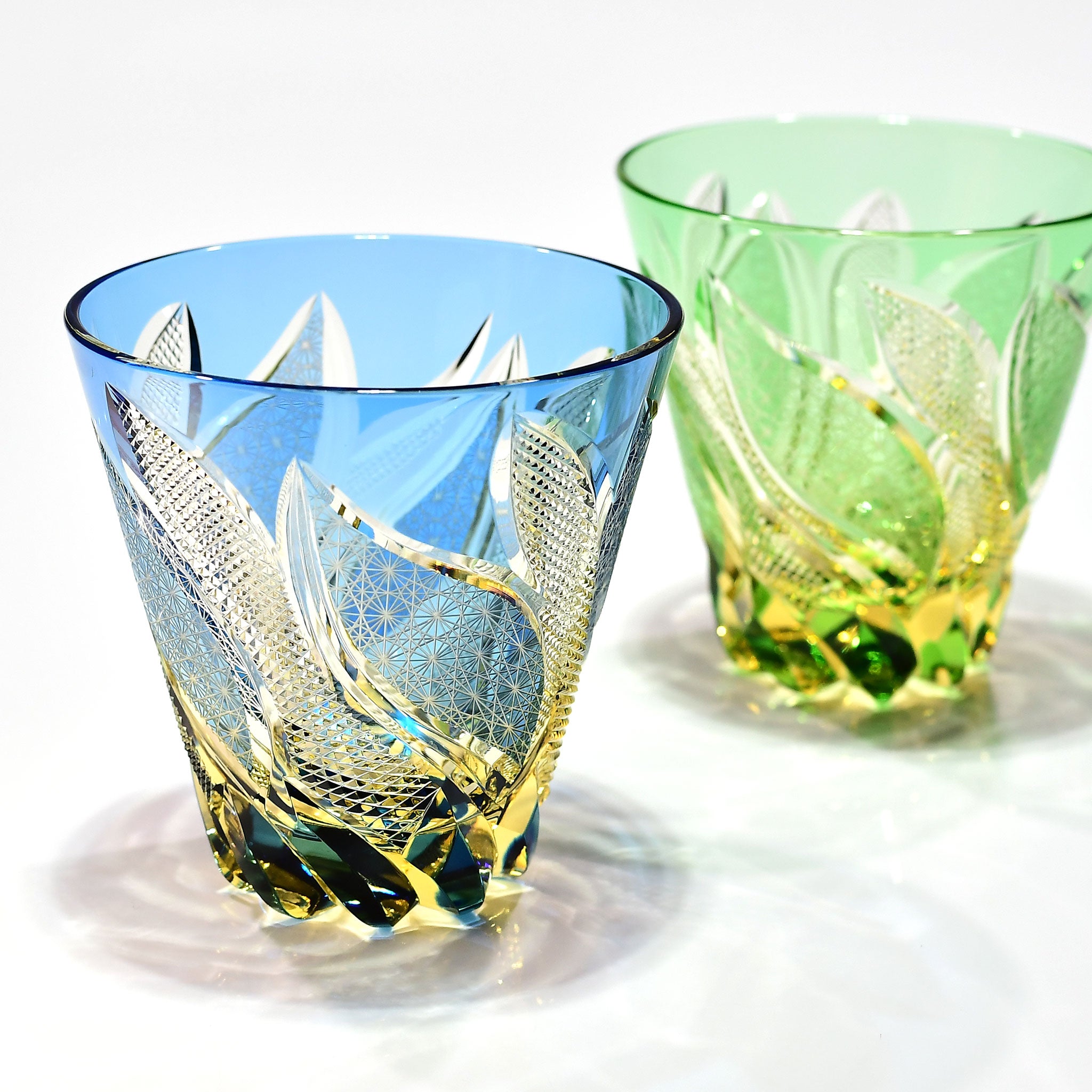 Srg-010　限定デザイン多目的グラスセット(水色・琥珀/緑色・琥珀)