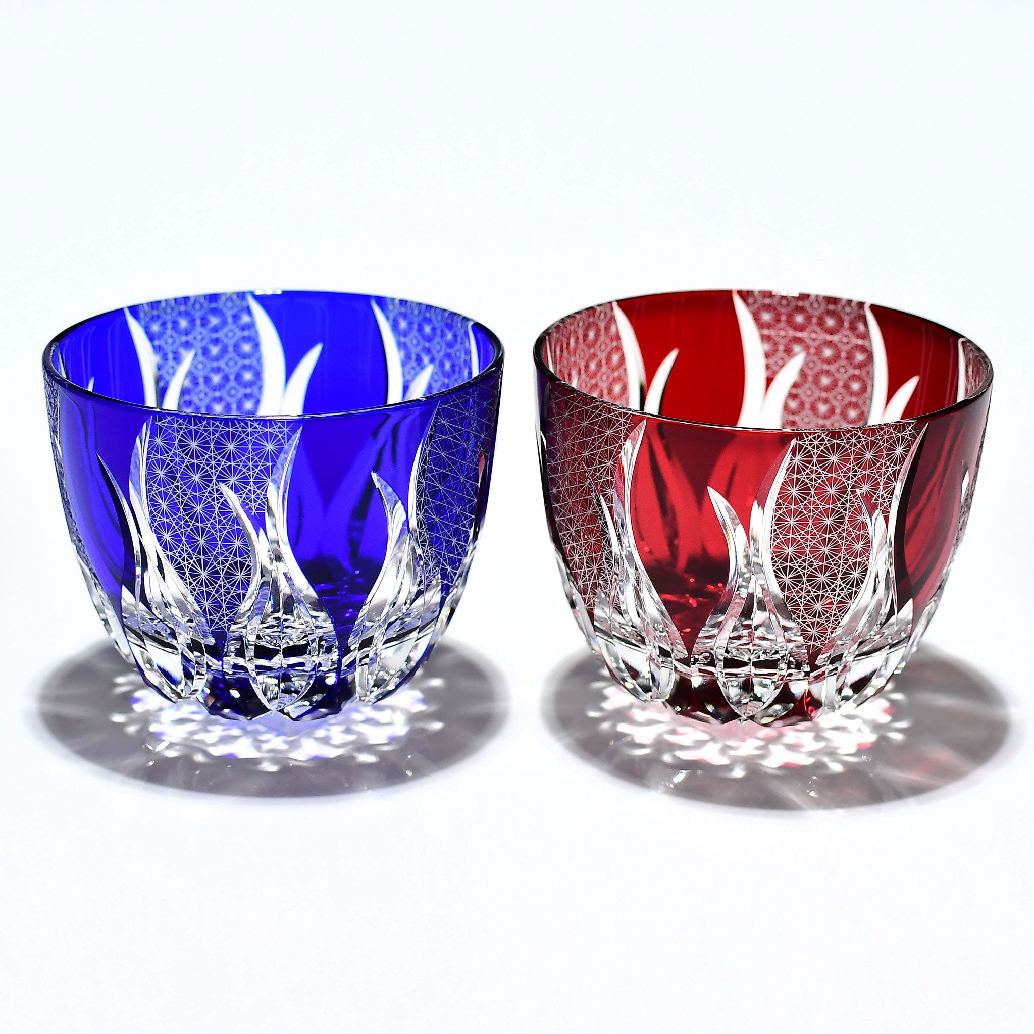 Srg-011 吉祥紋様グラスセット（紅色・瑠璃色）