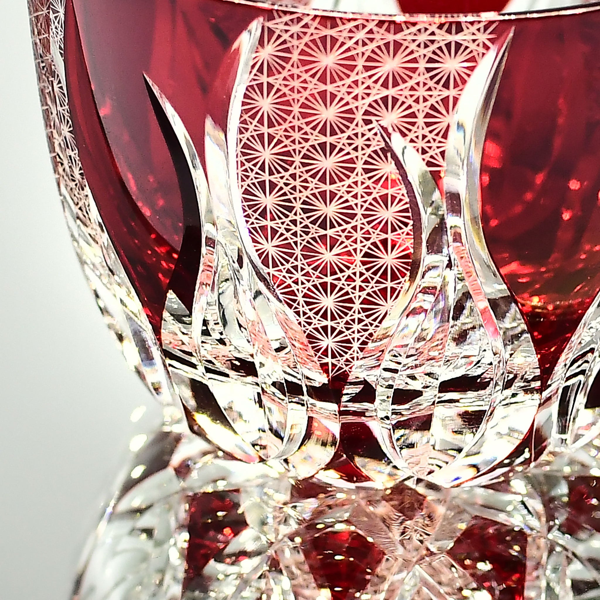 Srg-011 吉祥紋様グラスセット（紅色・瑠璃色）