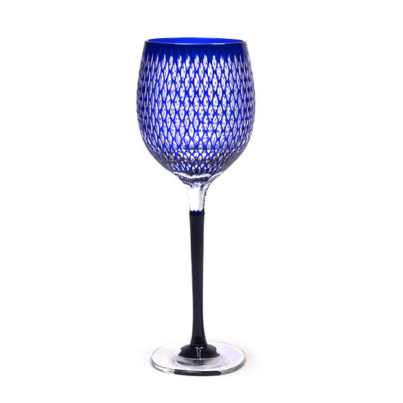 米つなぎ　ワイングラス（瑠璃色）