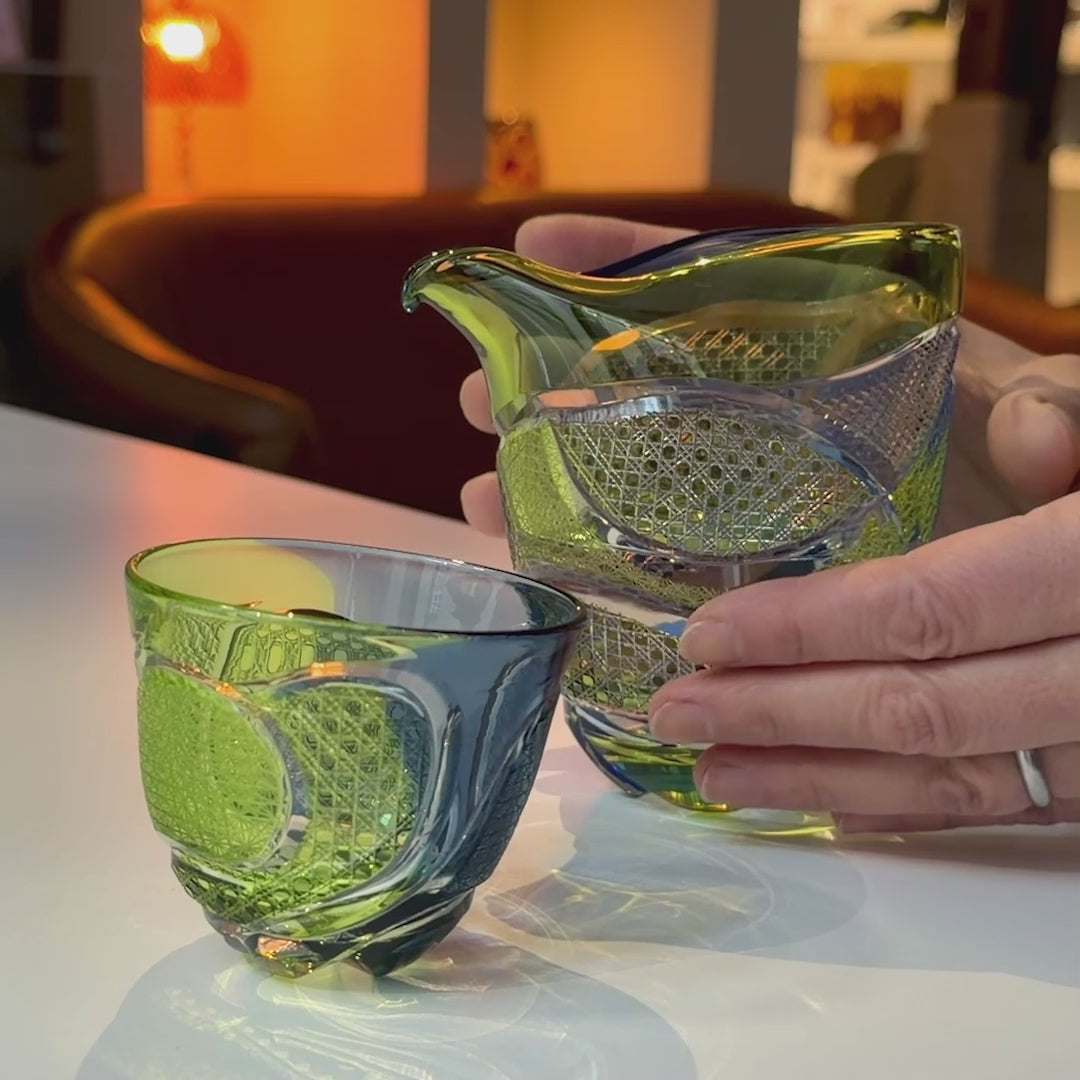 「流脈（りゅうみゃく）」片口酒器（ブルー・ライムグリーン）